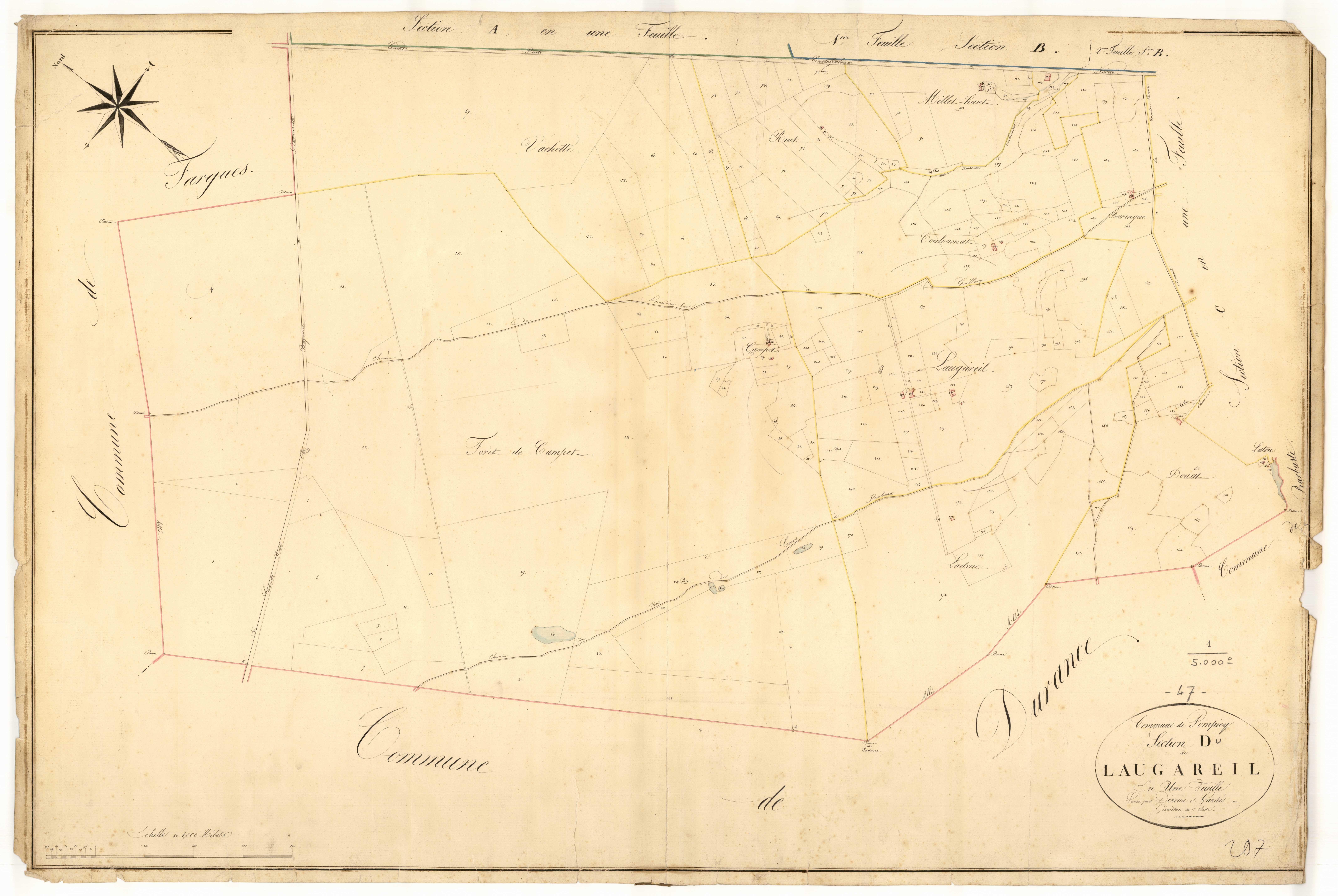 Plan napoléonien, atlas-D Laugareil, Pompiey