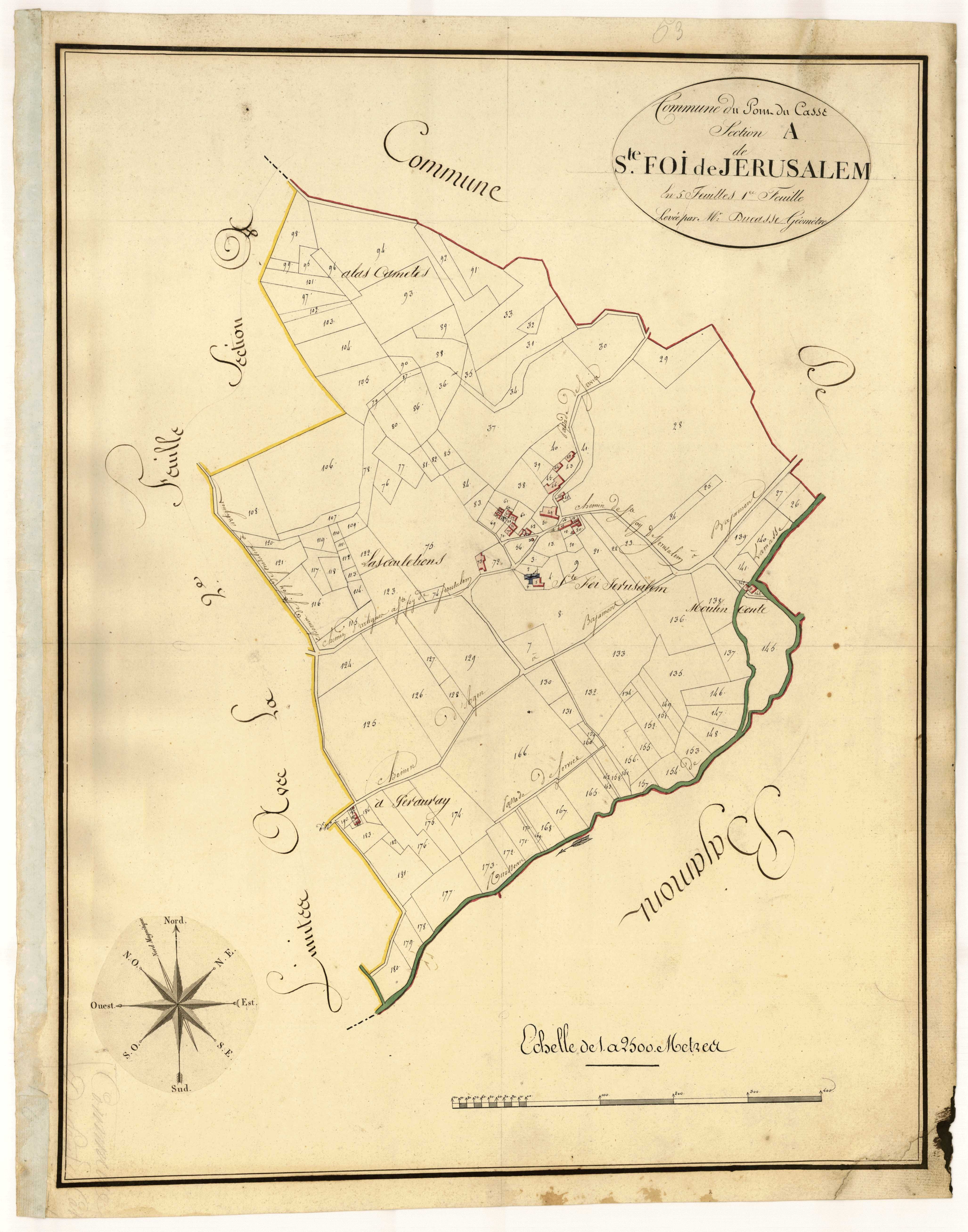 Plan primitif, atlas-A1 Sainte-Foi-de-Jérusalem, Pont-du-Casse