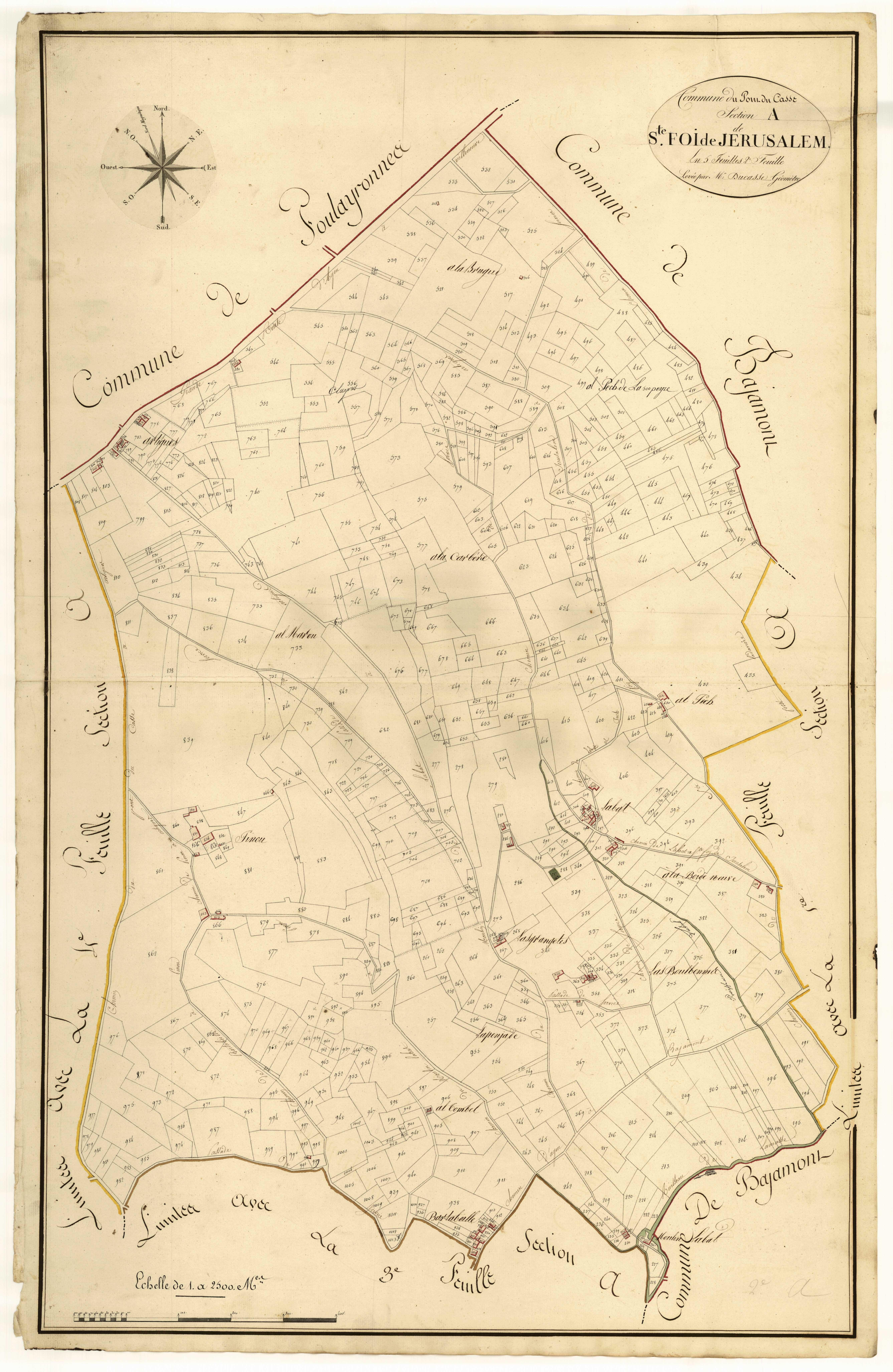 Plan primitif, atlas-A2 Sainte-Foi-de-Jérusalem, Pont-du-Casse