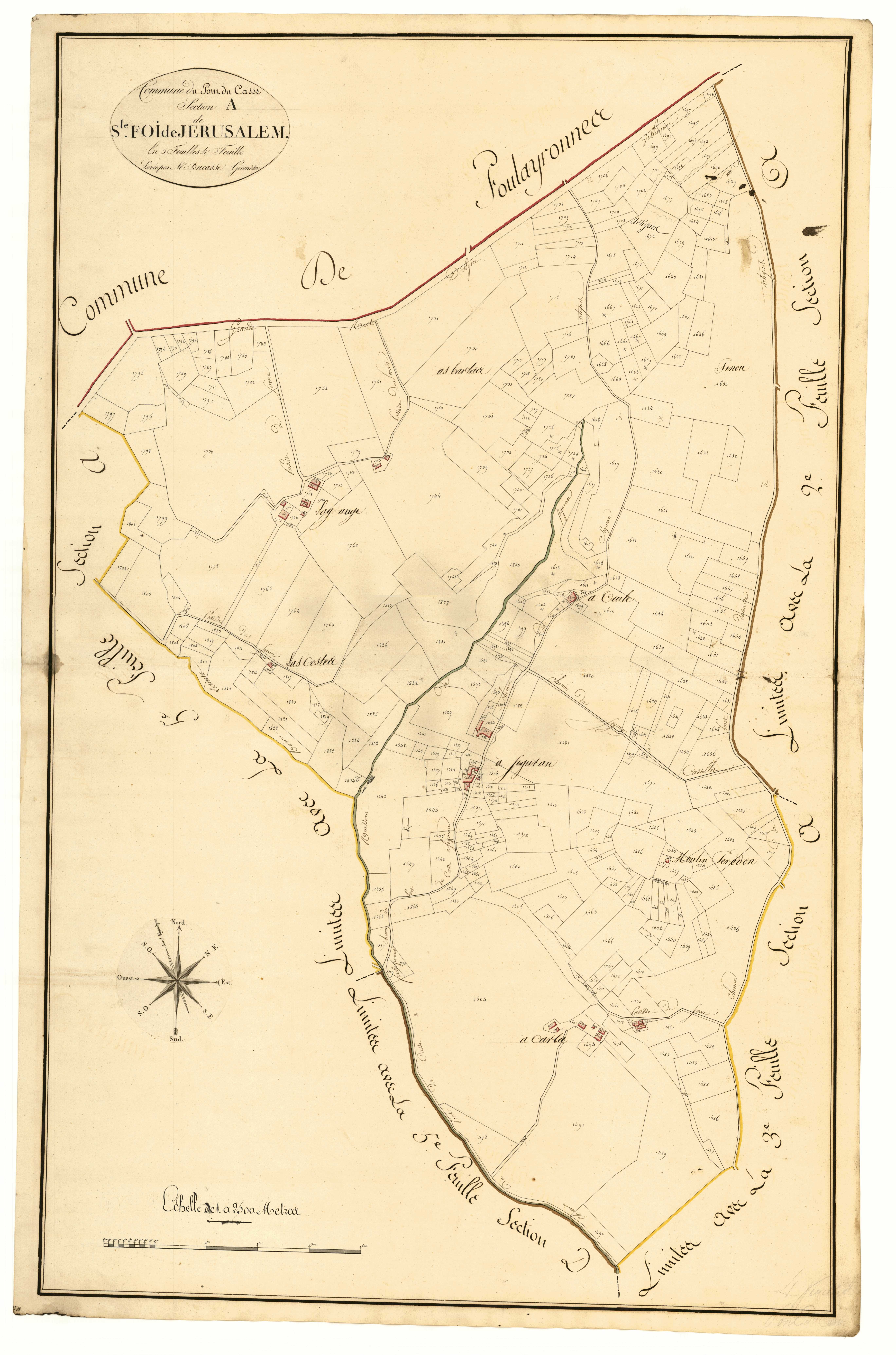 Plan primitif, atlas-A4 Sainte-Foi-de-Jérusalem, Pont-du-Casse
