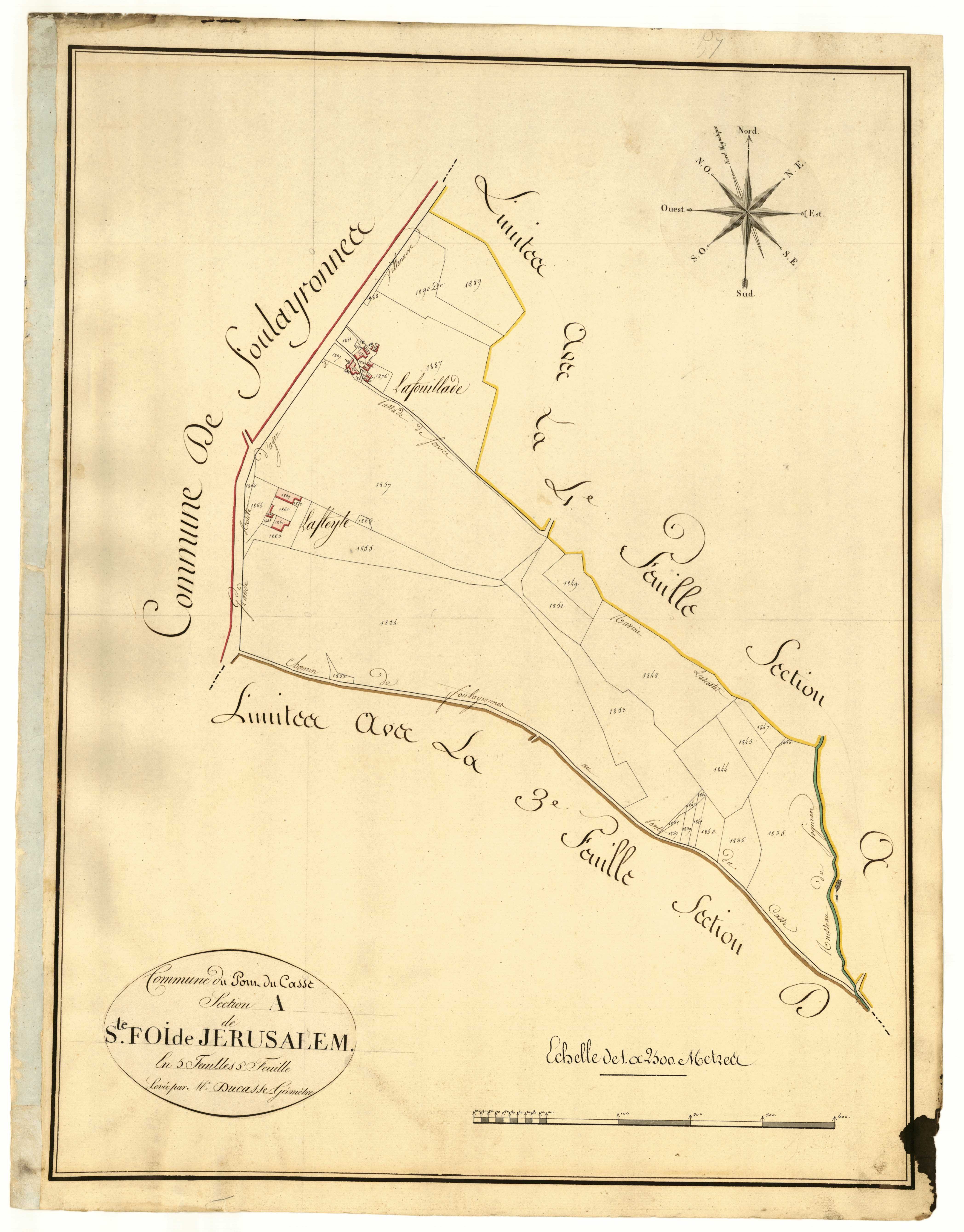 Plan primitif, atlas-A5 Sainte-Foi-de-Jérusalem, Pont-du-Casse