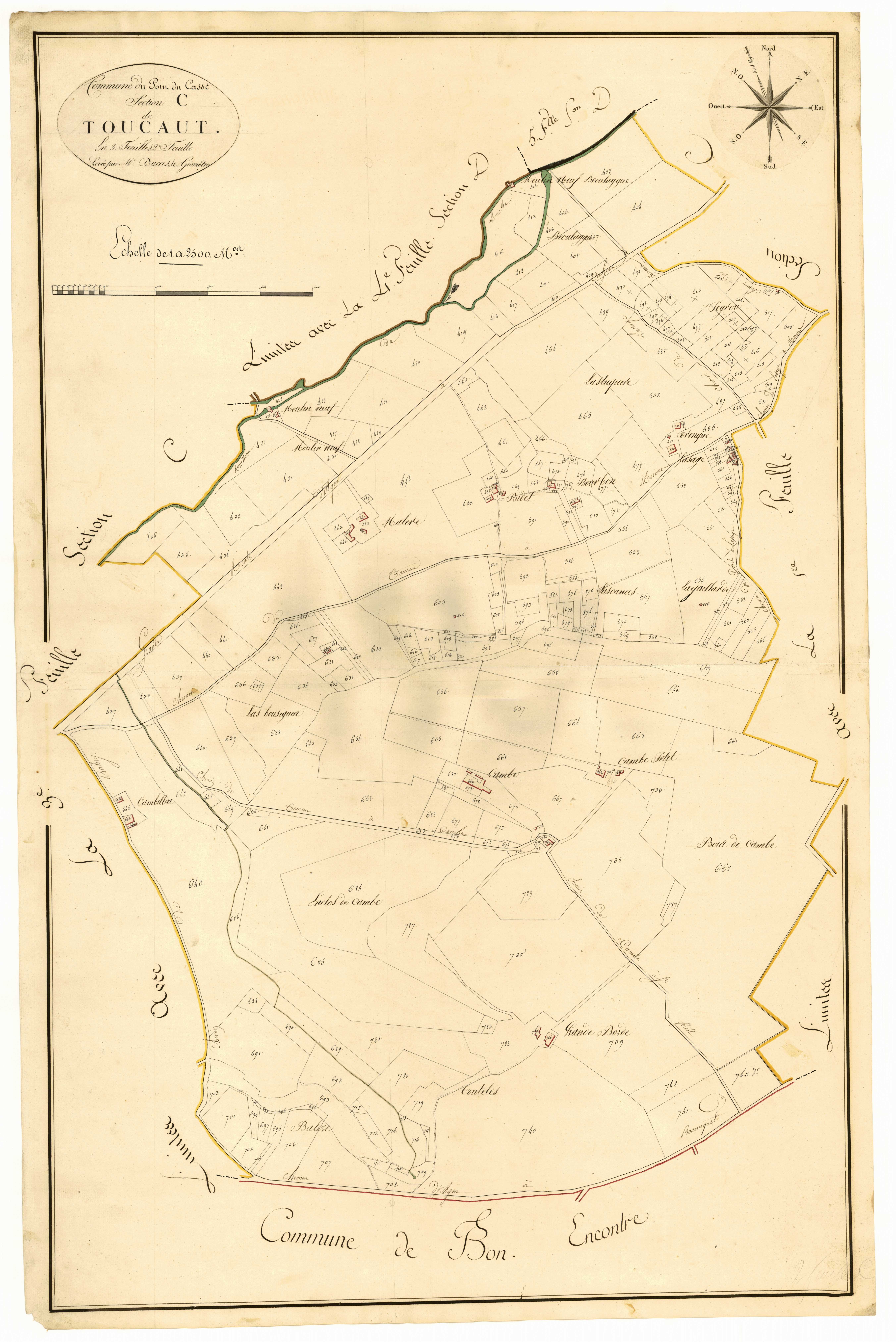 Plan primitif, atlas-C2 Toucaut, Pont-du-Casse