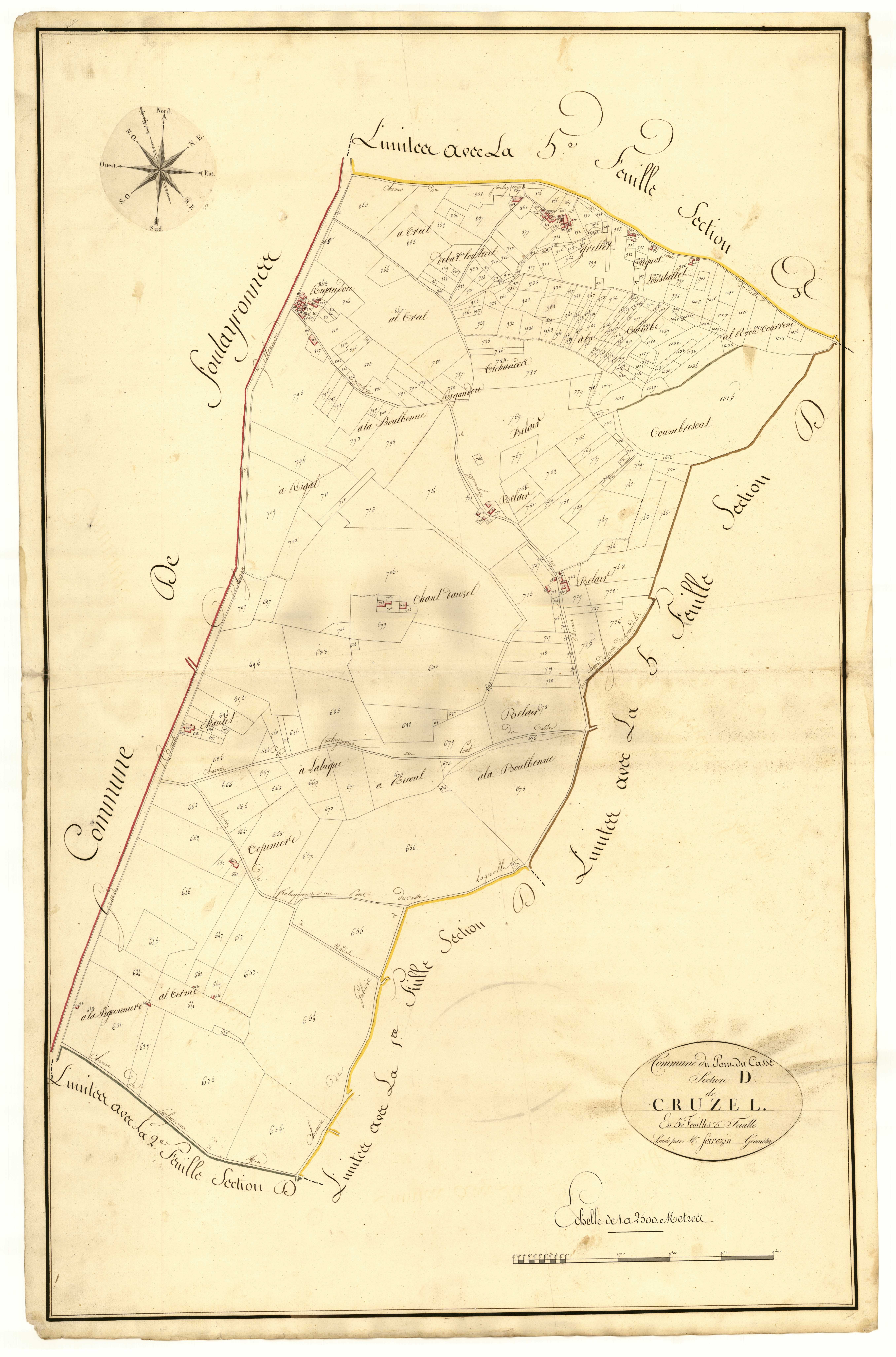 Plan primitif, atlas-D3 Cruzel, Pont-du-Casse