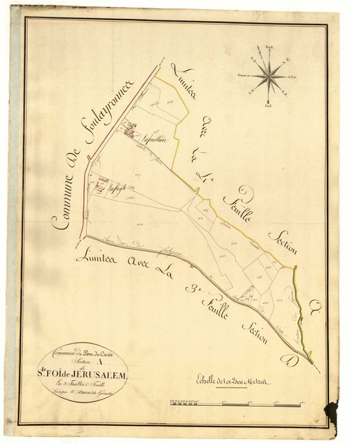 Plan primitif, atlas-A5 Sainte-Foi-de-Jérusalem, Pont-du-Casse