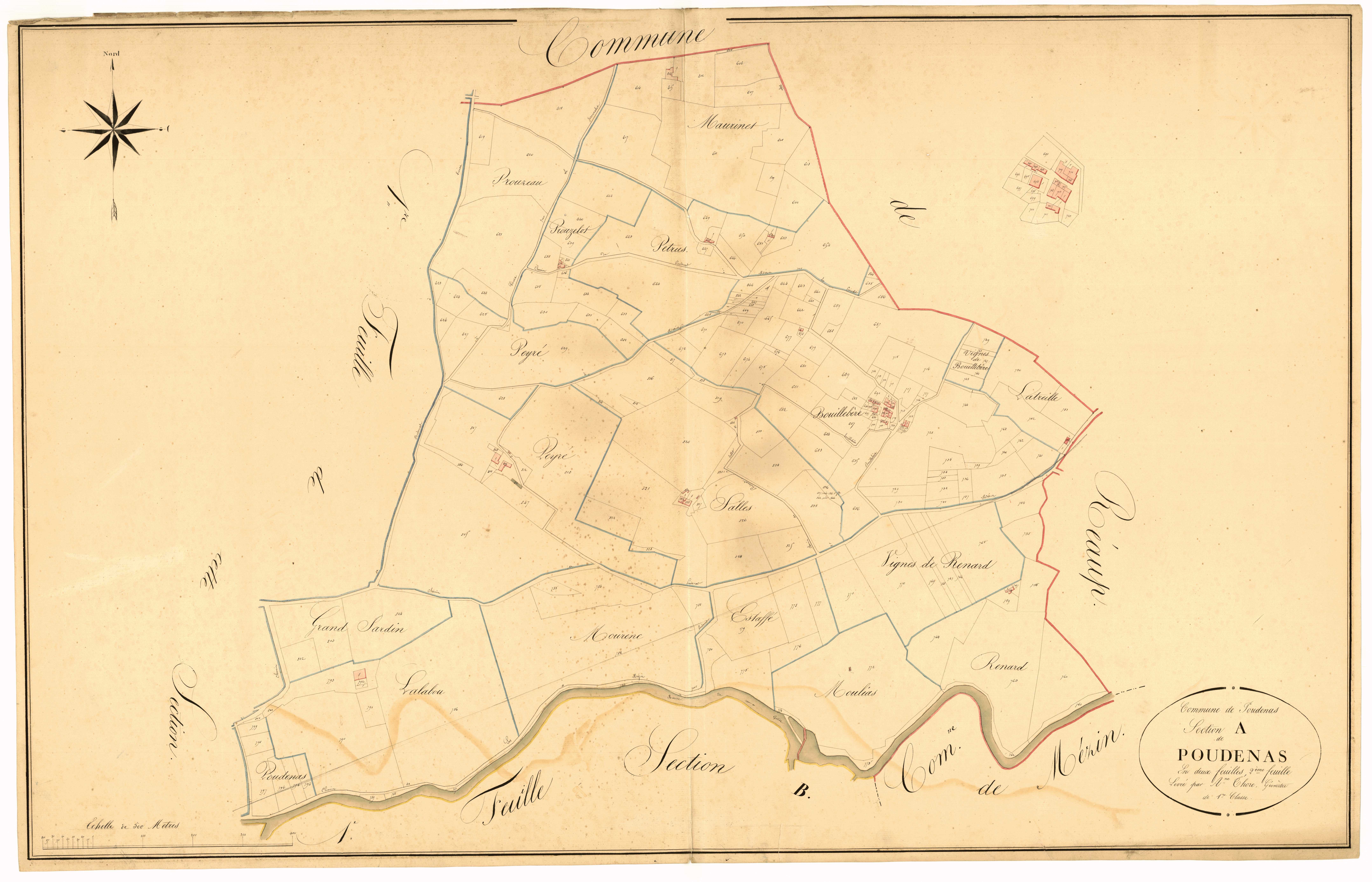 Plan napoléonien, atlas-A2 Poudenas, Poudenas