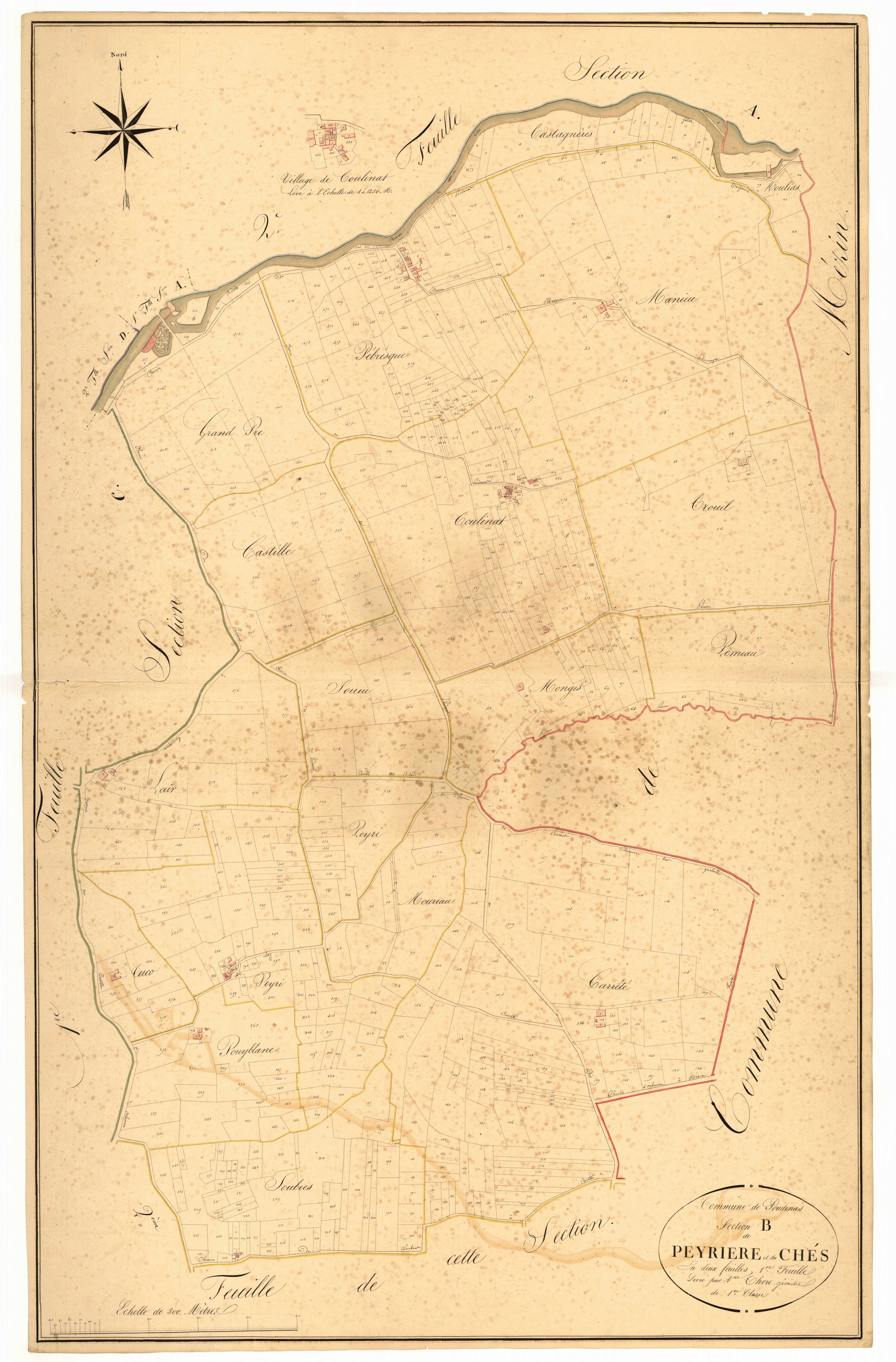 Plan napoléonien, atlas-B1 Peyrière et Le Chés, Poudenas