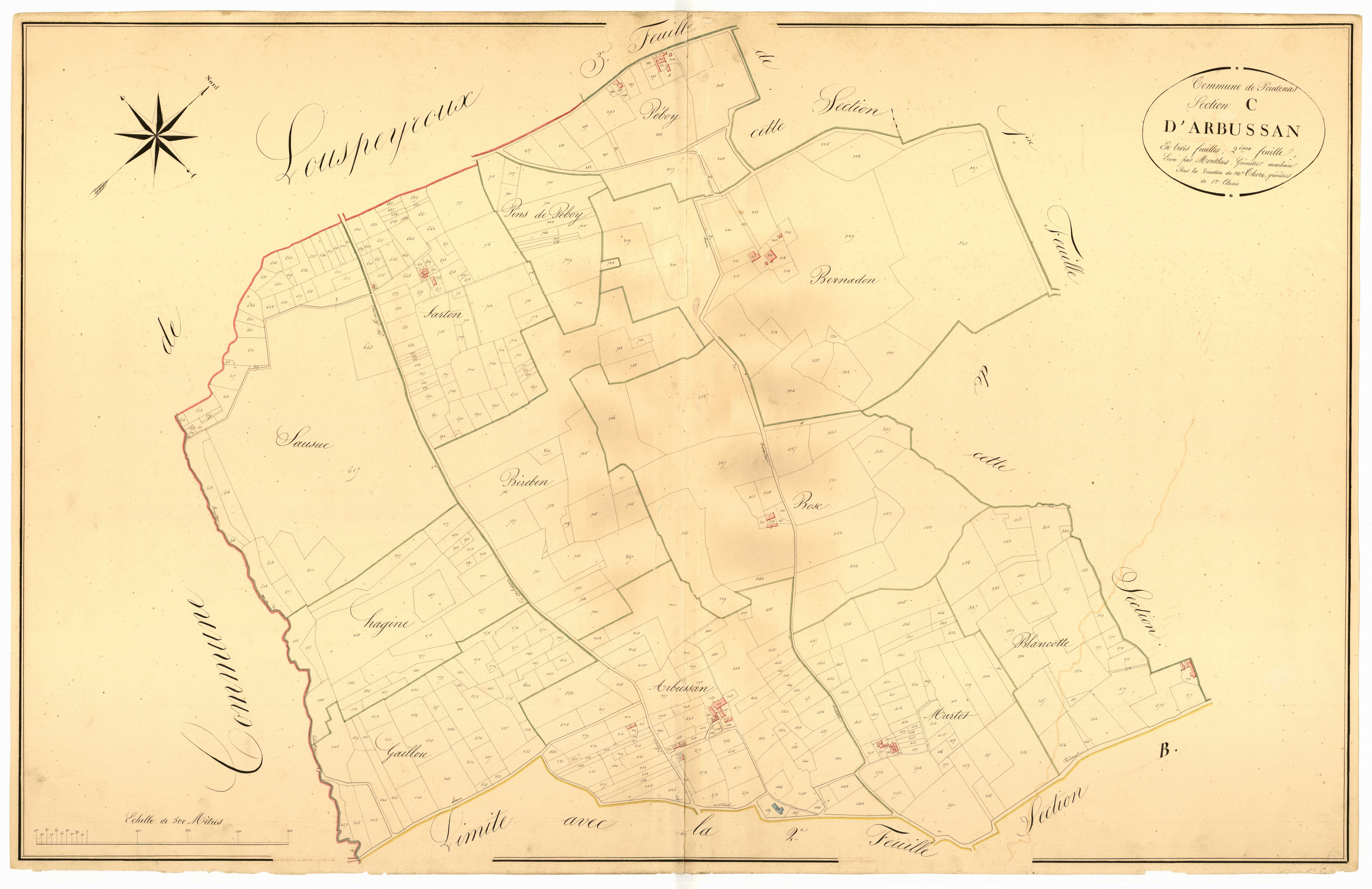 Plan napoléonien, atlas-C2 Arbussan, Poudenas