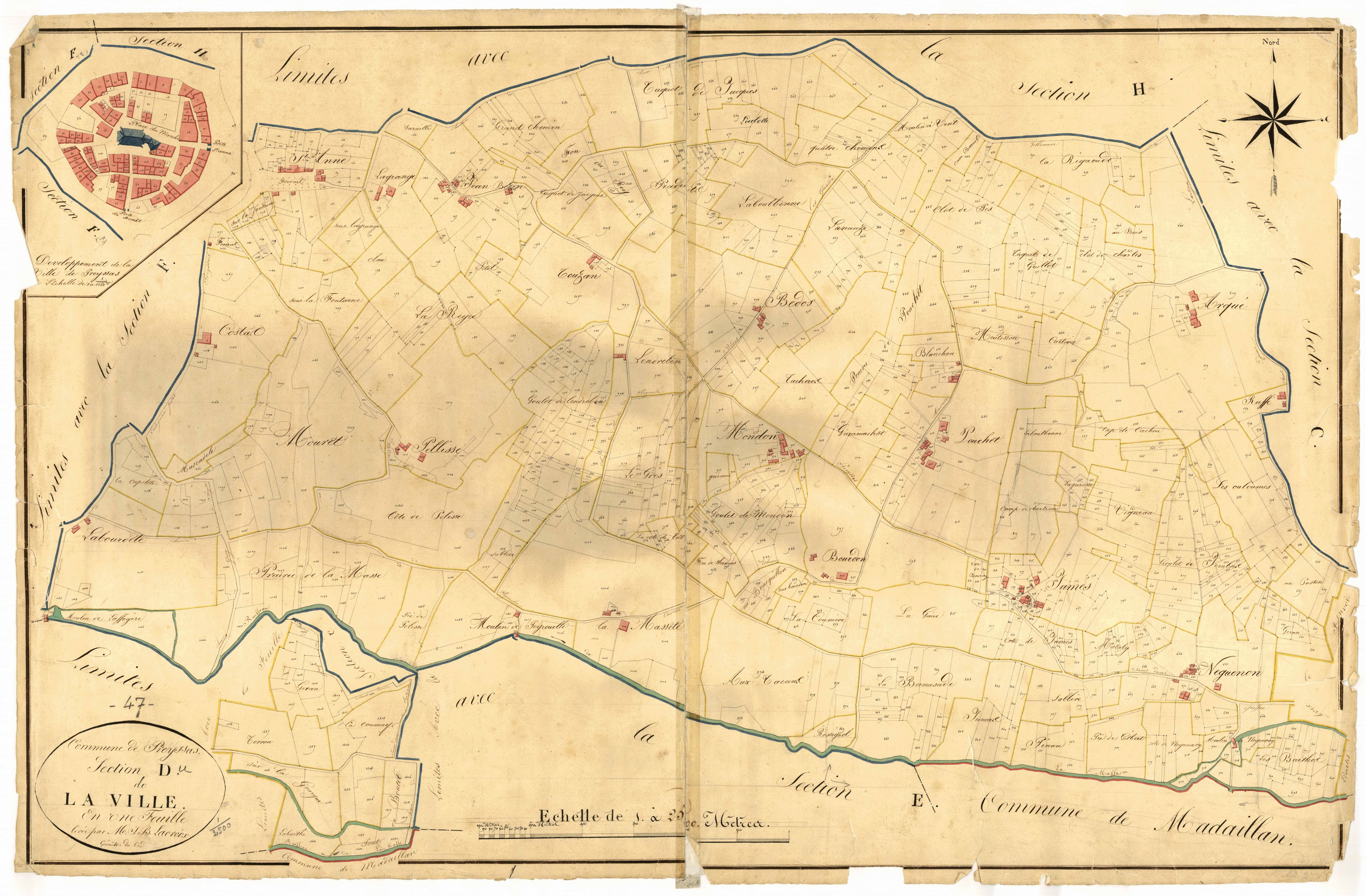 Plan napoléonien, atlas-D La Ville, Prayssas