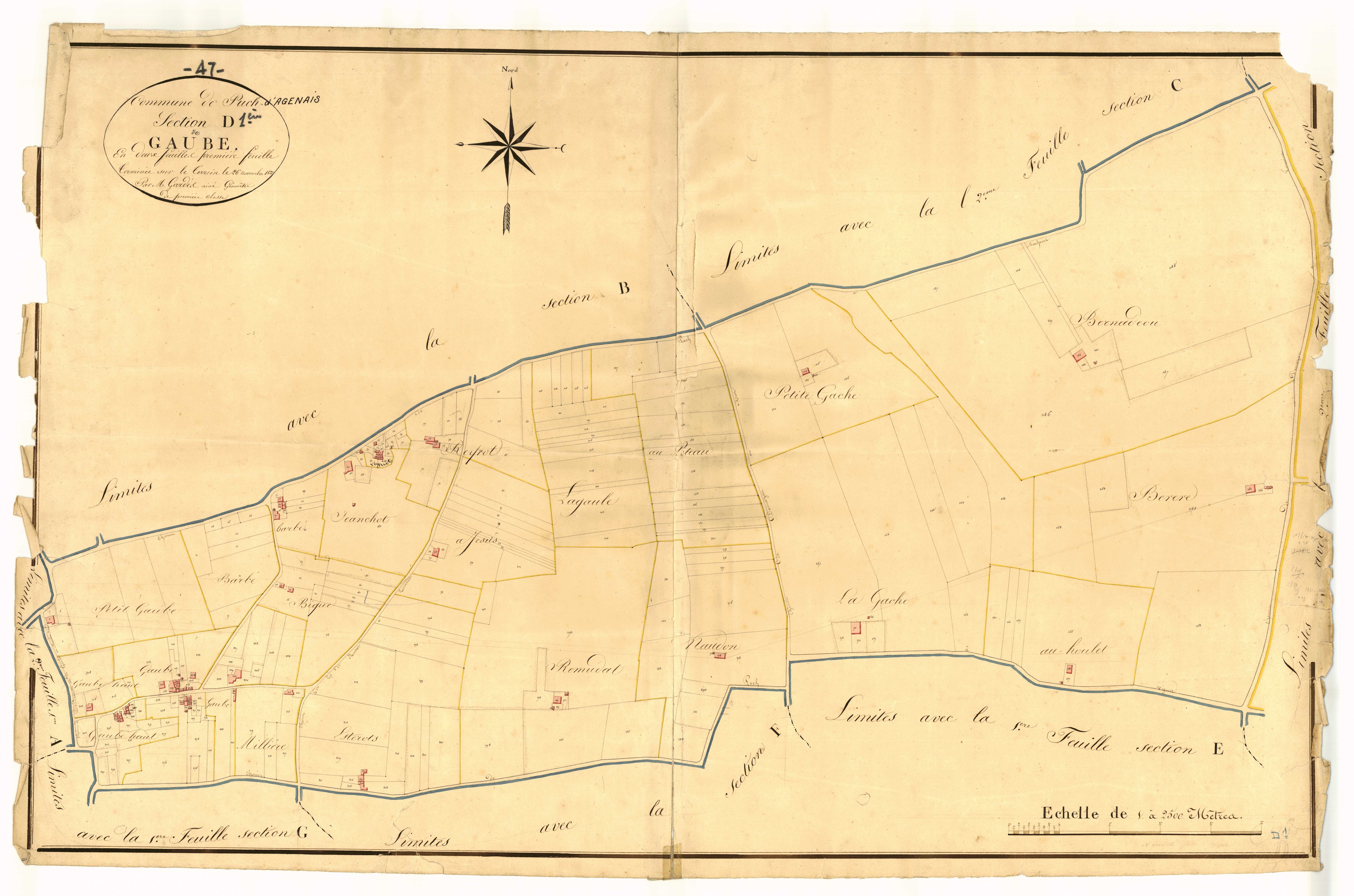 Plan napoléonien, atlas-D1 Gaube, Puch-d’Agenais