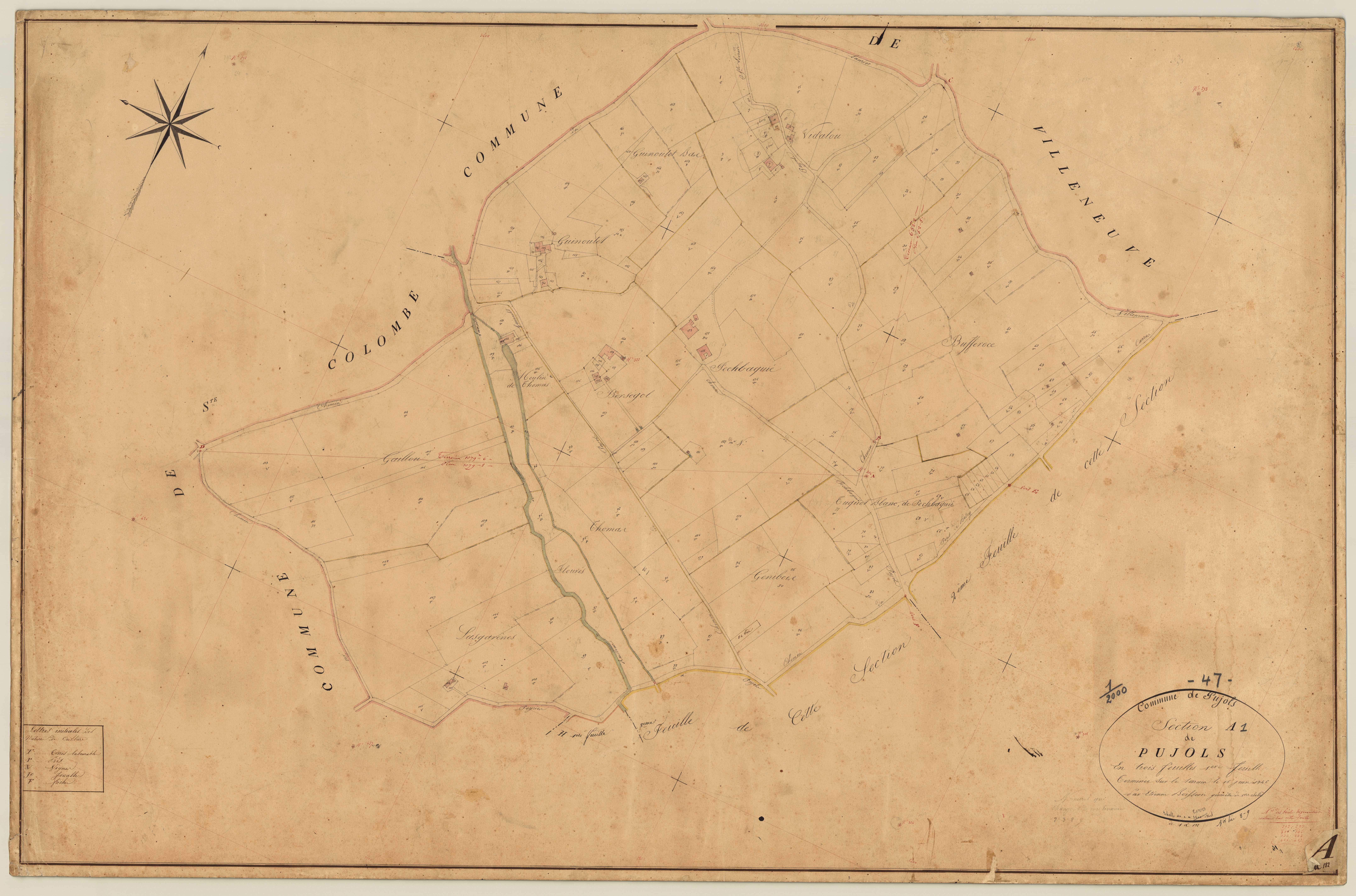 Plan napoléonien, feuille préparatoire-A1 Pujols, Pujols