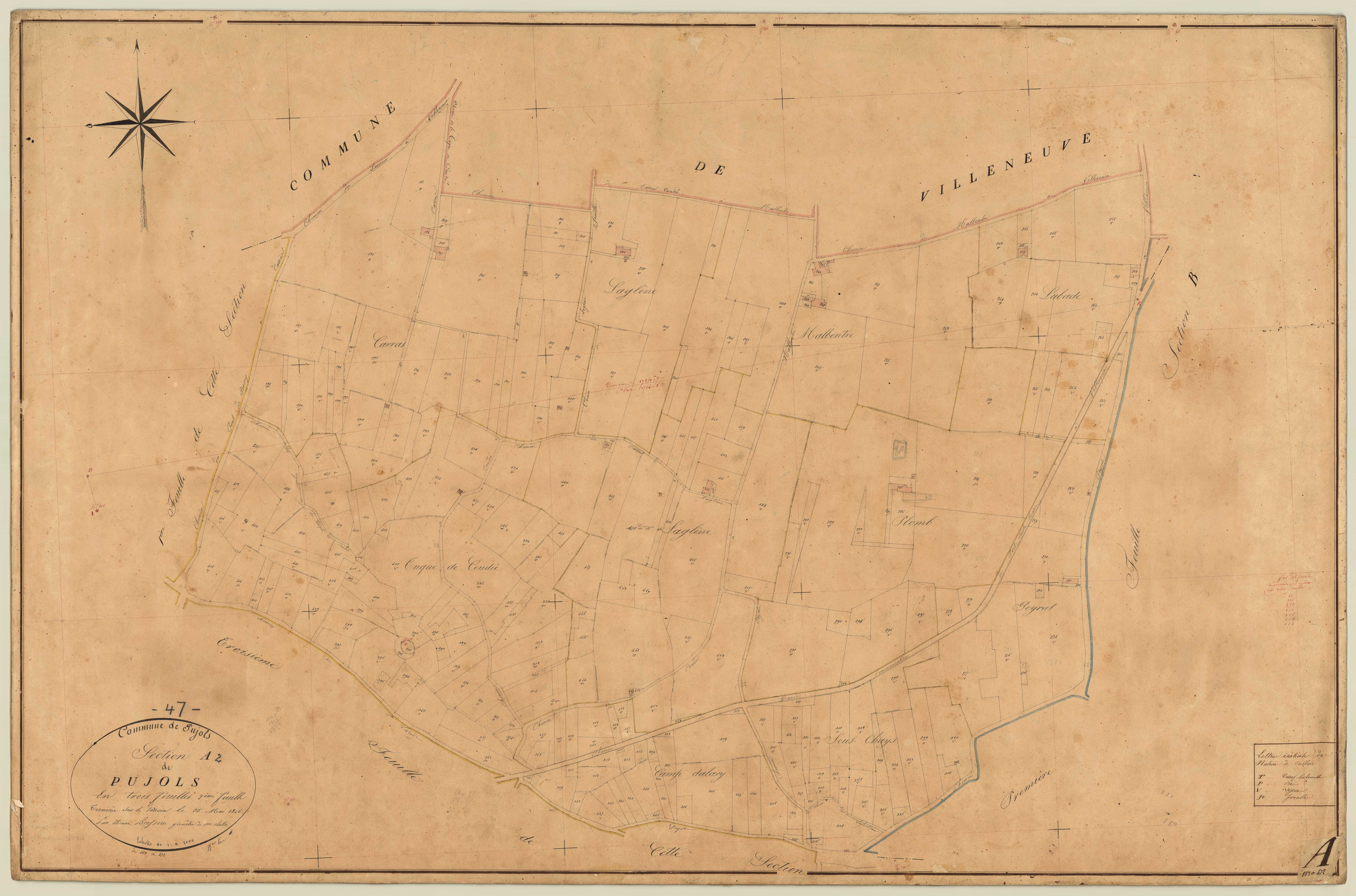 Plan napoléonien, feuille préparatoire-A2 Pujols, Pujols