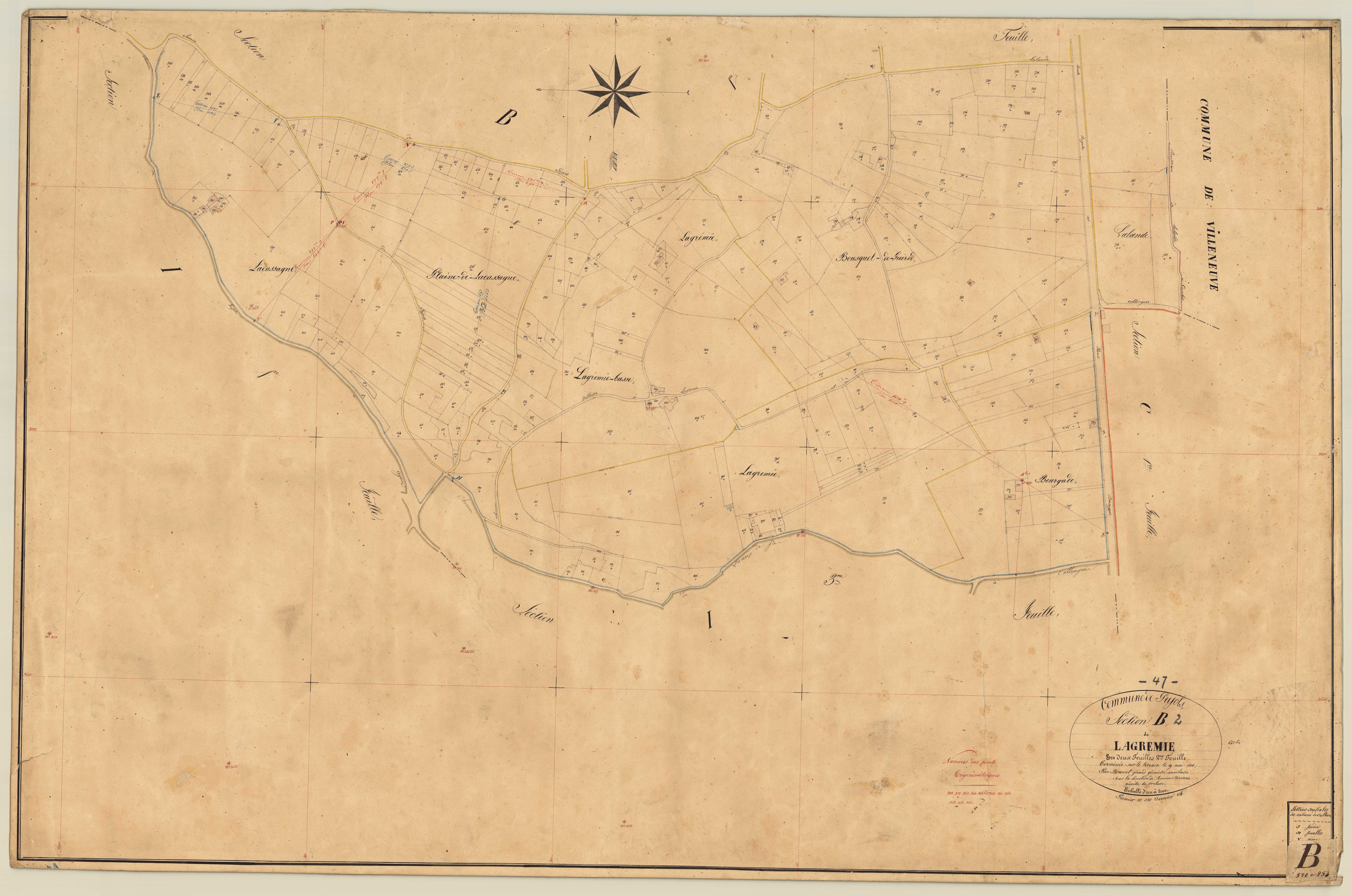 Plan napoléonien, feuille préparatoire-B2 Lagremie, Pujols