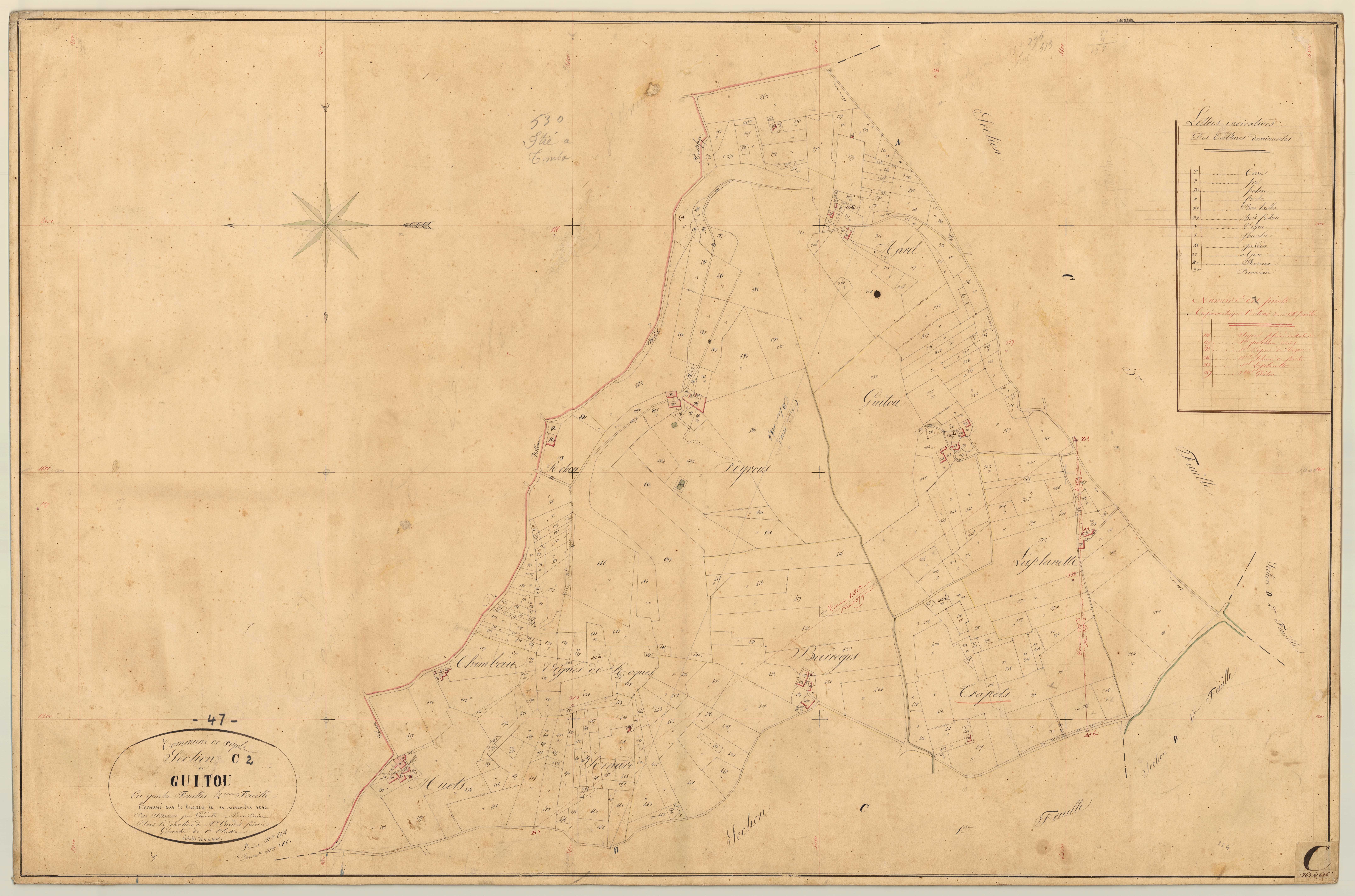 Plan napoléonien, feuille préparatoire-C2 Guitou, Pujols