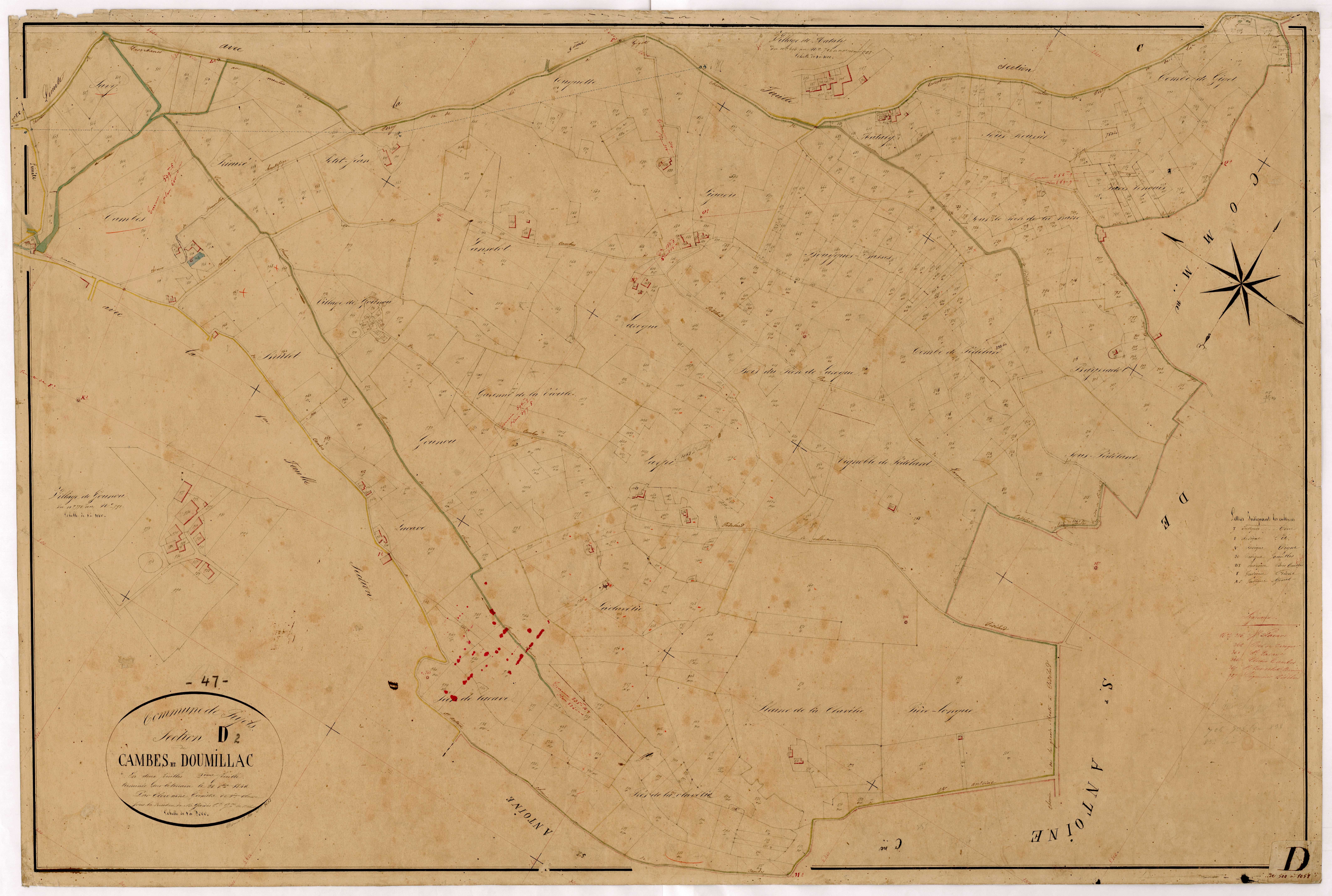Plan napoléonien, feuille préparatoire-D2 Cambes et Doumillac, Pujols