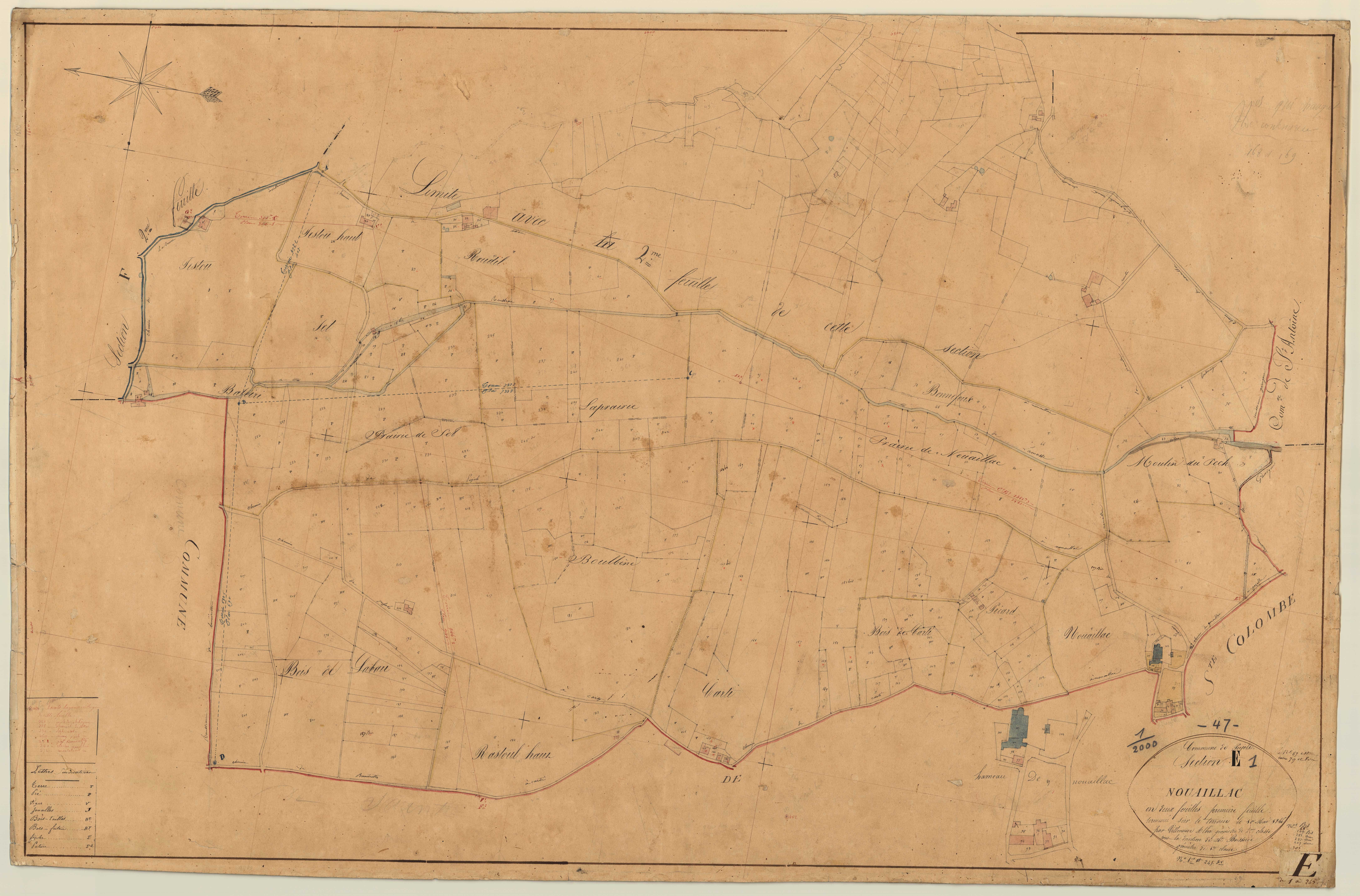 Plan napoléonien, feuille préparatoire-E1 Nouaillac, Pujols