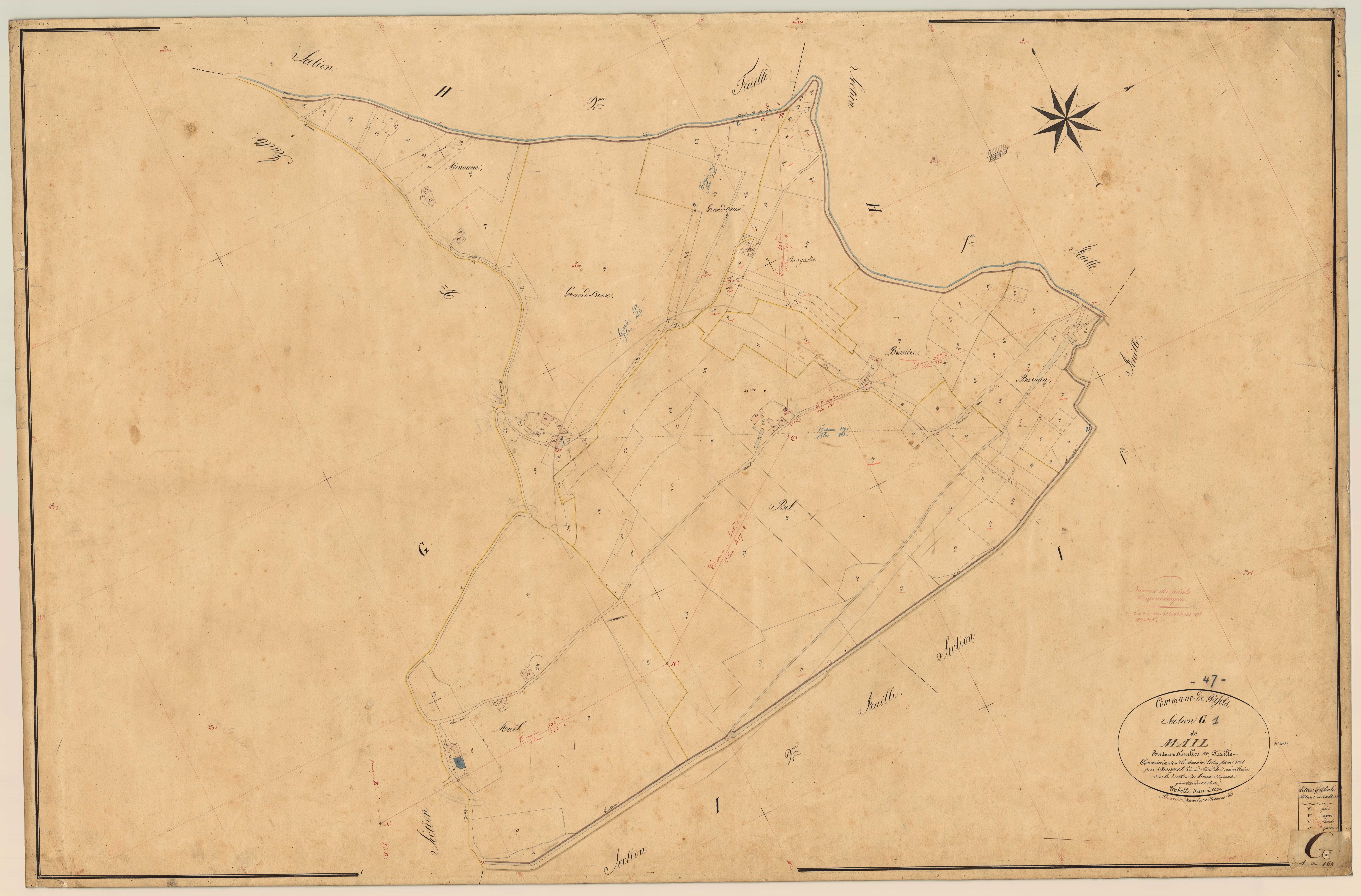 Plan napoléonien, feuille préparatoire-G1 Mail, Pujols