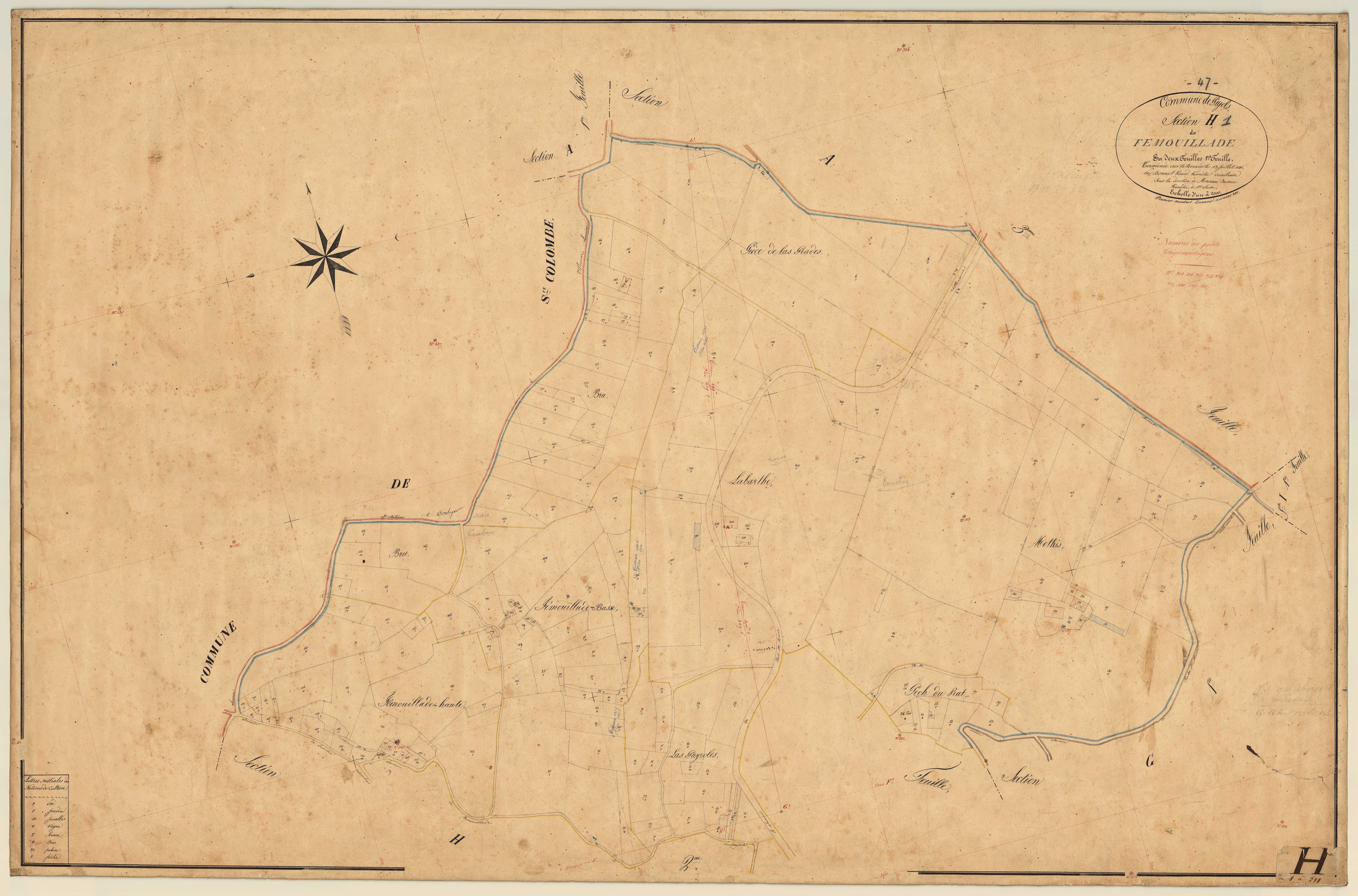 Plan napoléonien, feuille préparatoire-H1 Femouillade, Pujols