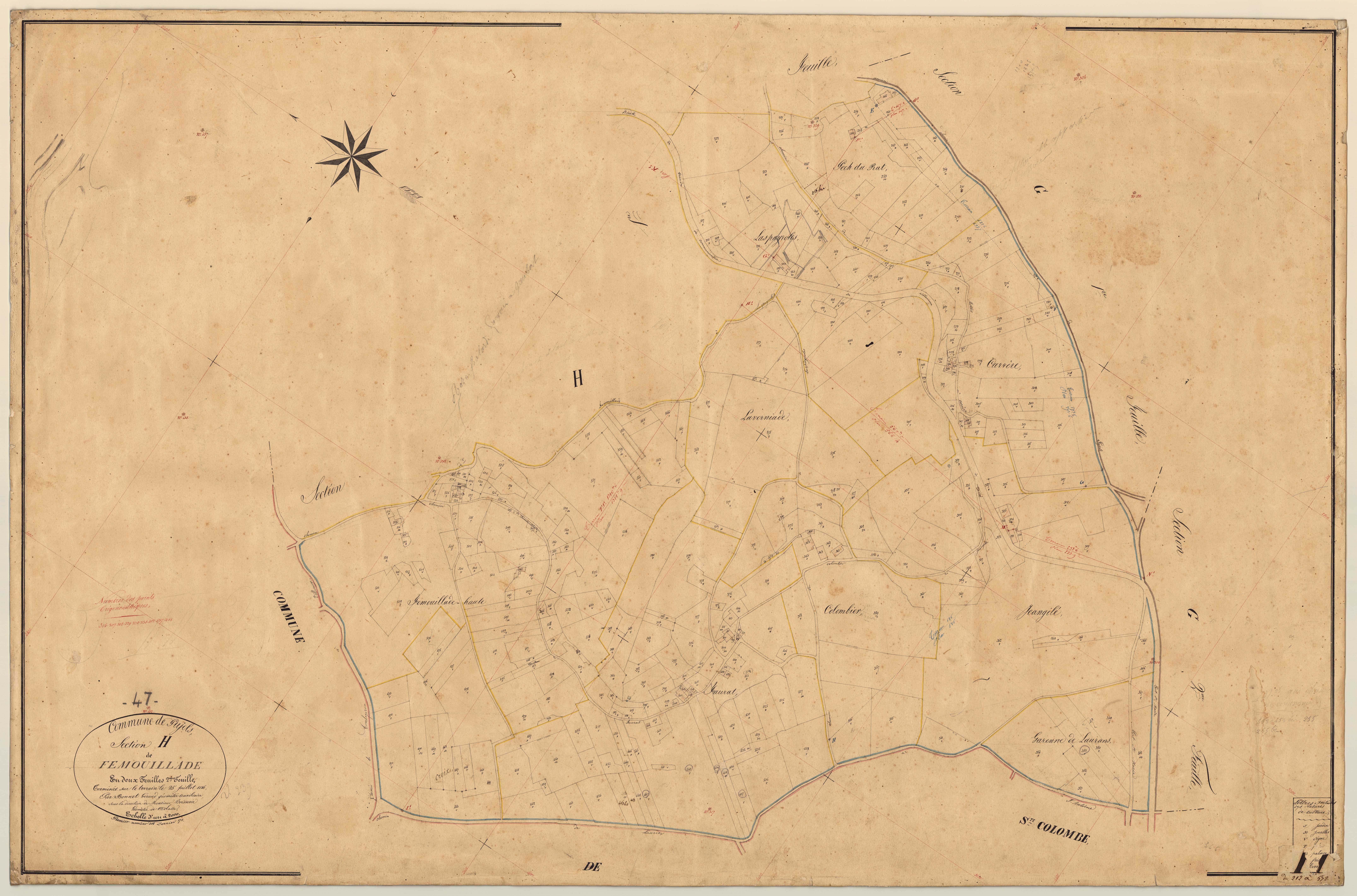 Plan napoléonien, feuille préparatoire-H2 Femouillade, Pujols