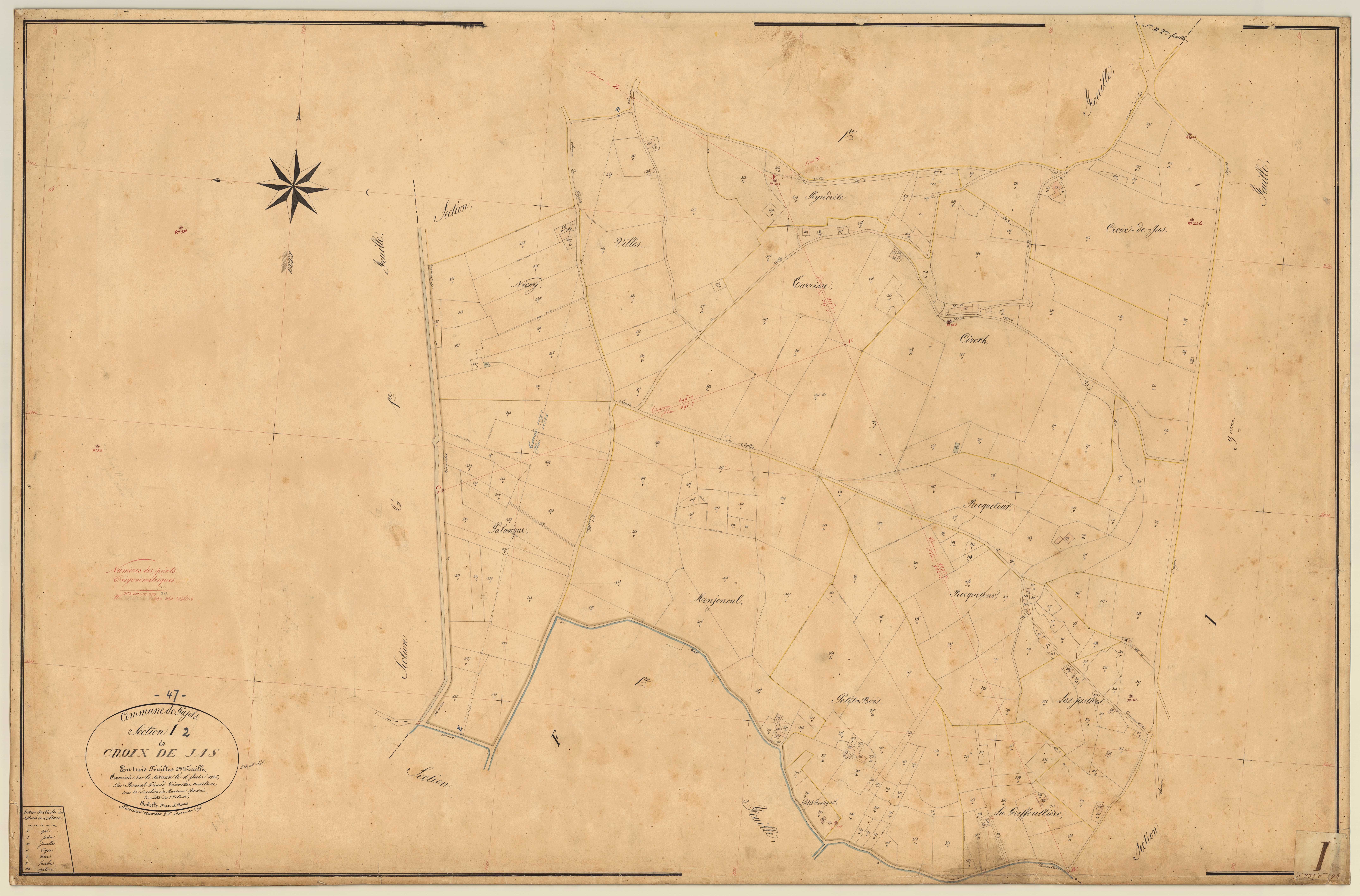 Plan napoléonien, feuille préparatoire-I2 Croix-de-Jade, Pujols