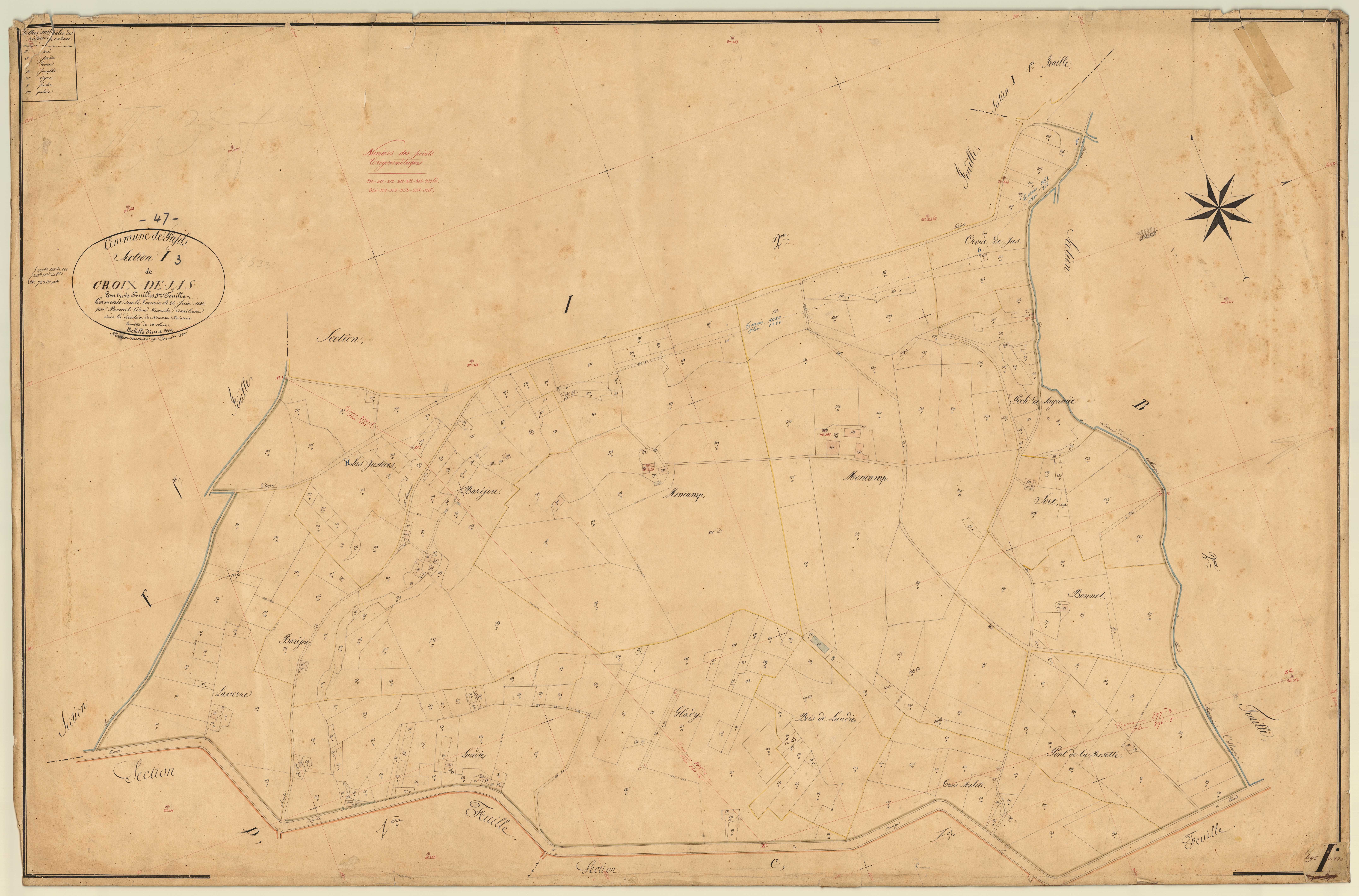 Plan napoléonien, feuille préparatoire-I3 Croix-de-Jade, Pujols