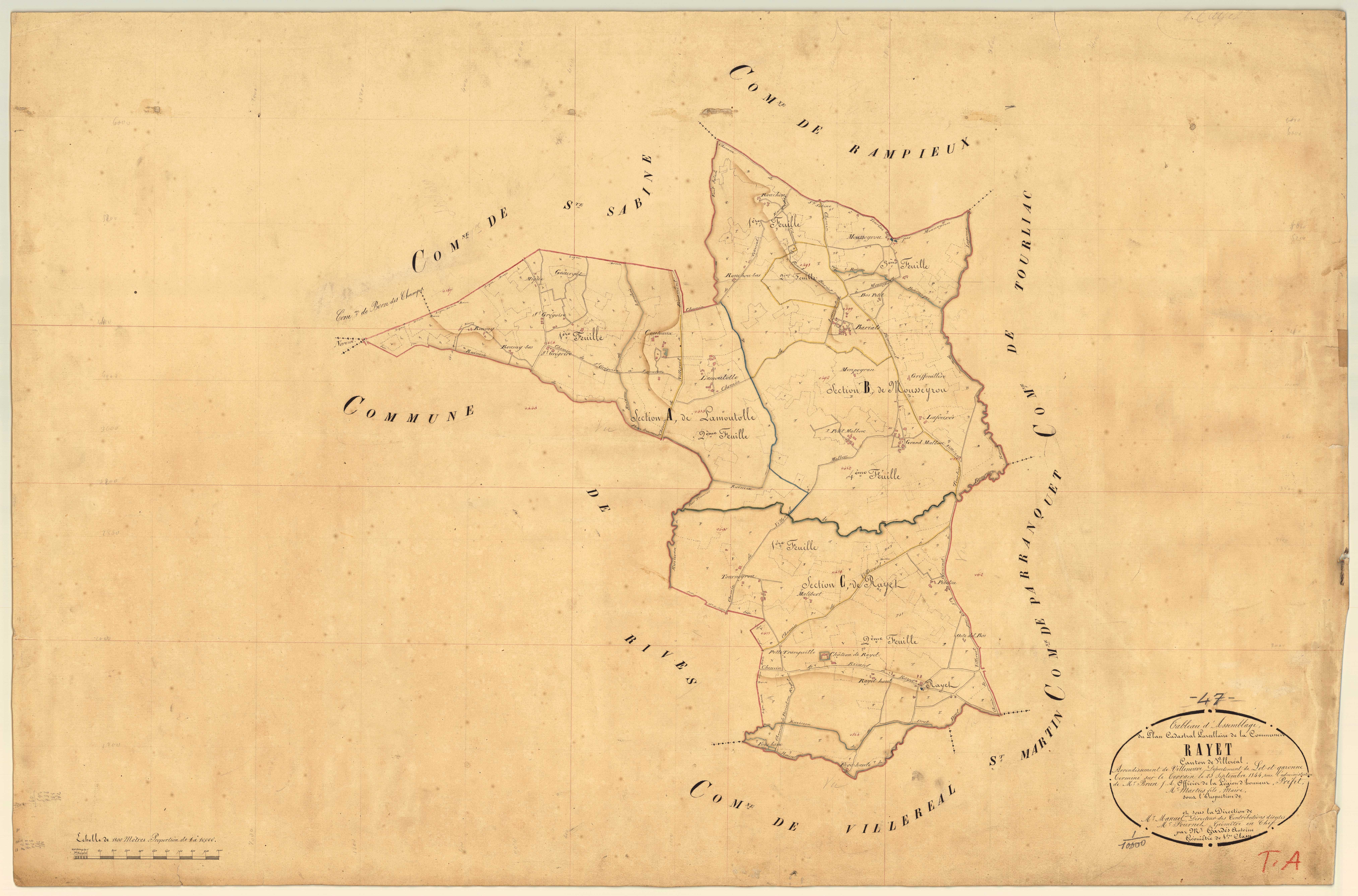 Plan napoléonien, feuille préparatoire-TA, Rayet