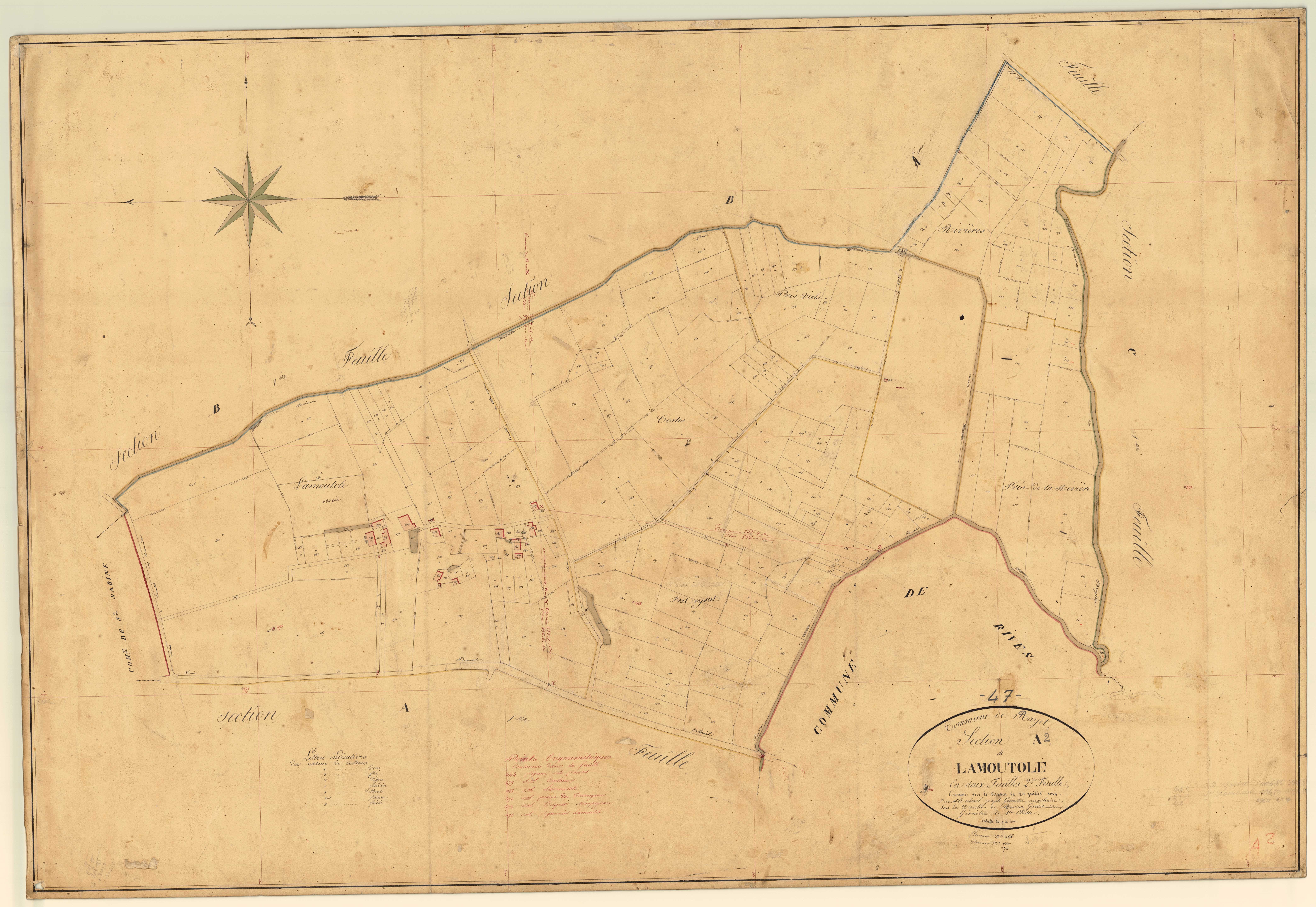 Plan napoléonien, feuille préparatoire-A2 Lamoutole, Rayet