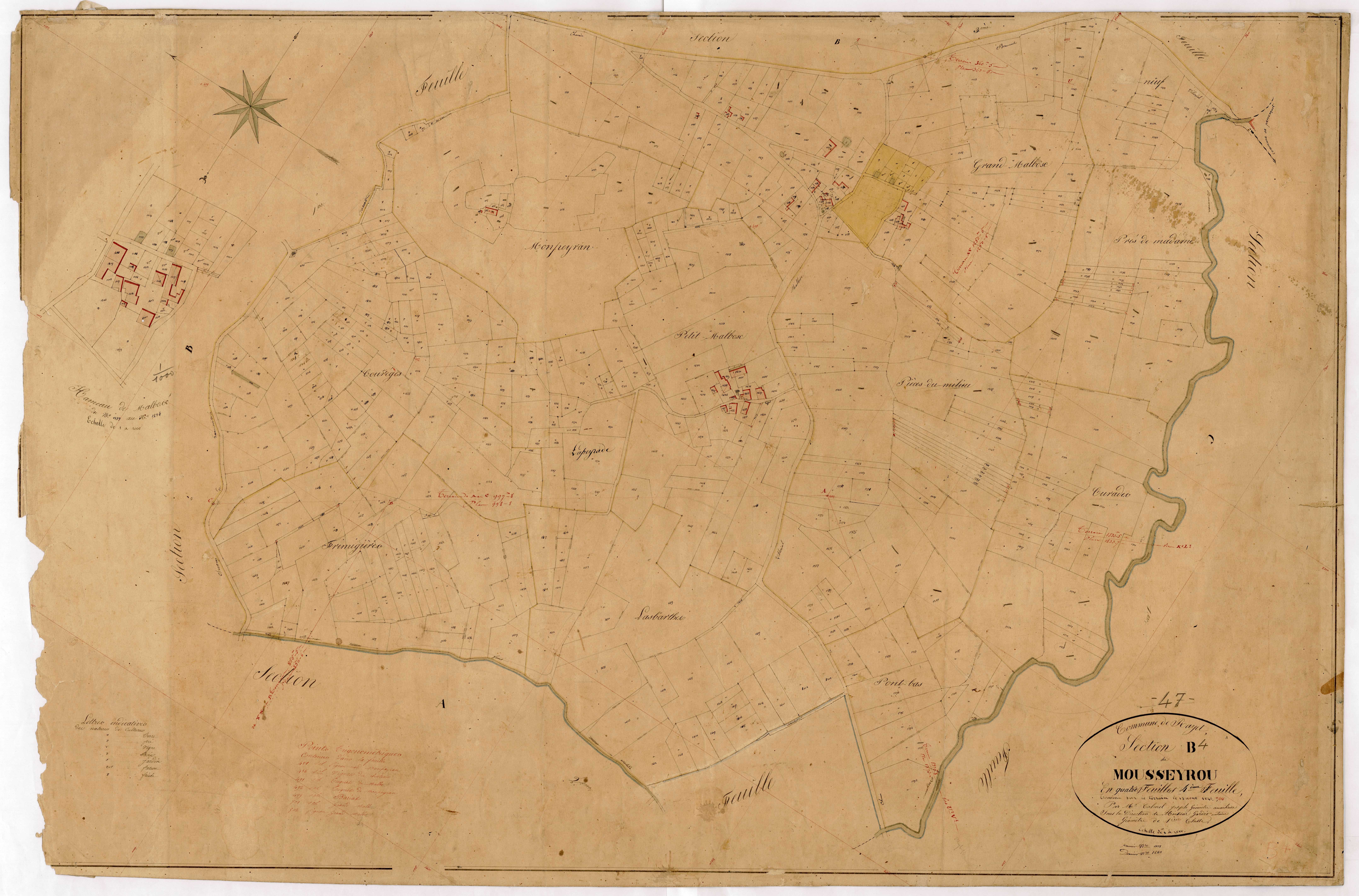Plan napoléonien, feuille préparatoire-B4 Mousseyrou, Rayet