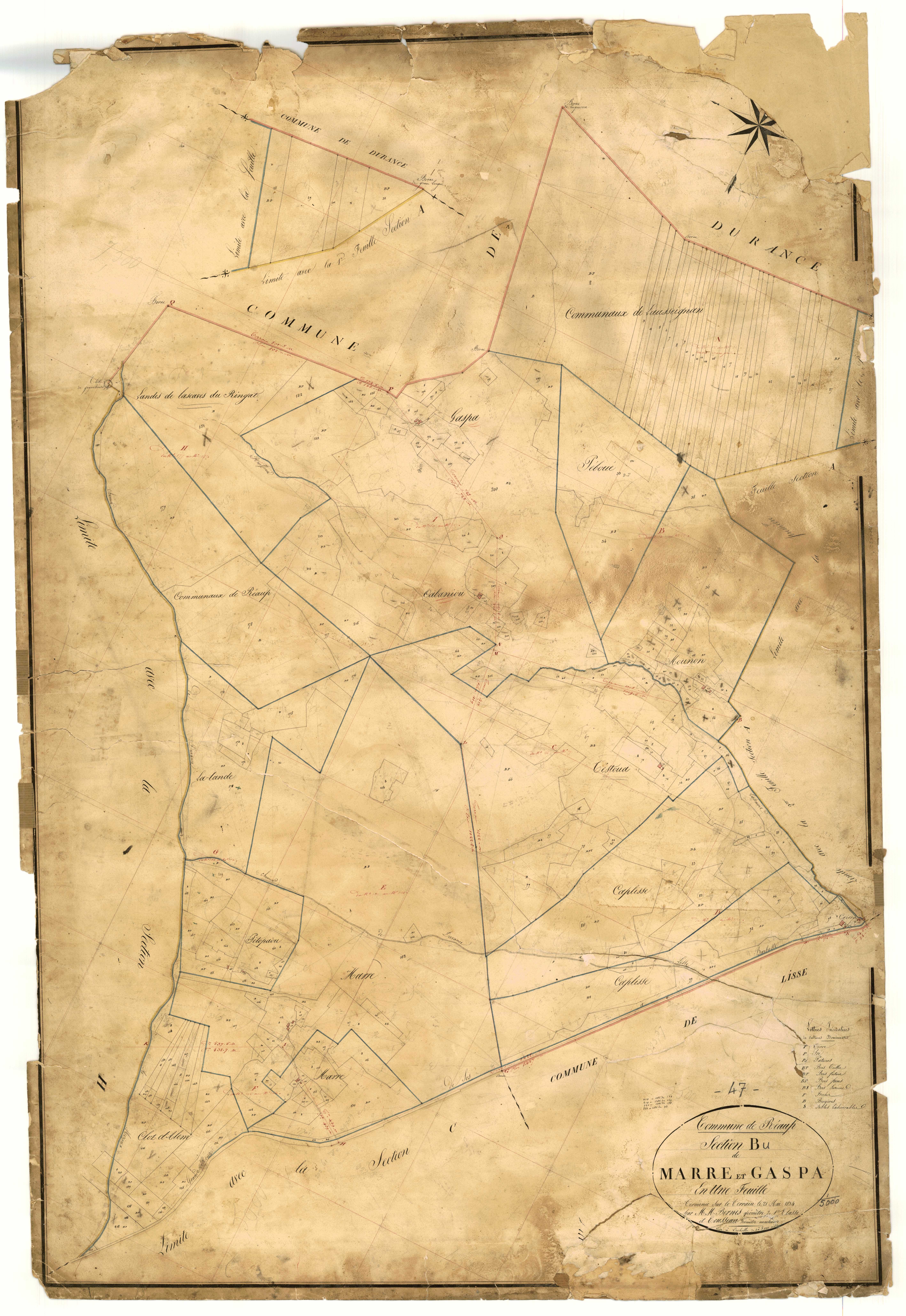 Plan napoléonien, feuille préparatoire-B, Réaup-Lisse
