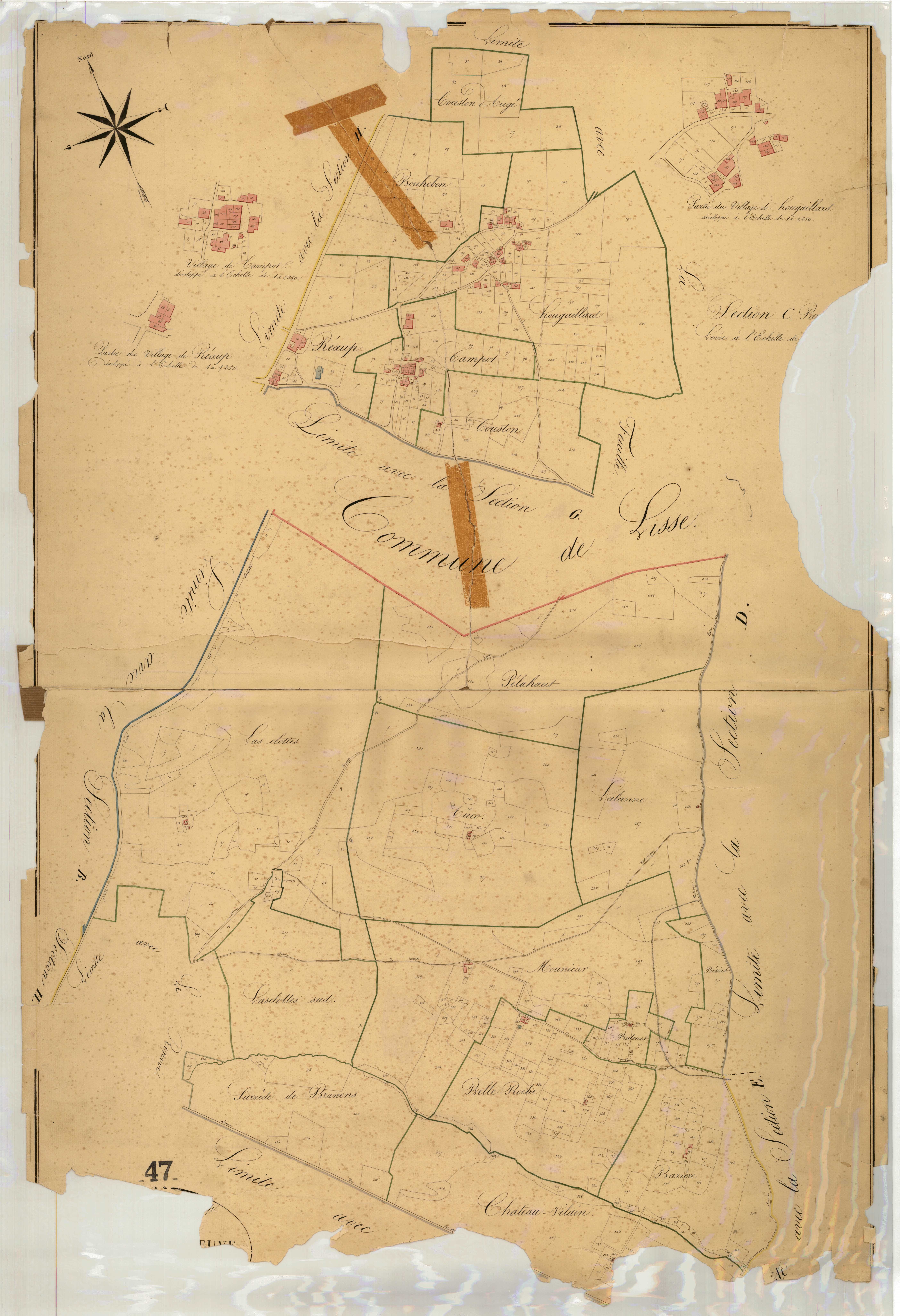 Plan napoléonien, atlas-C L’Eglise-Neuve et Belleroche, Réaup-Lisse