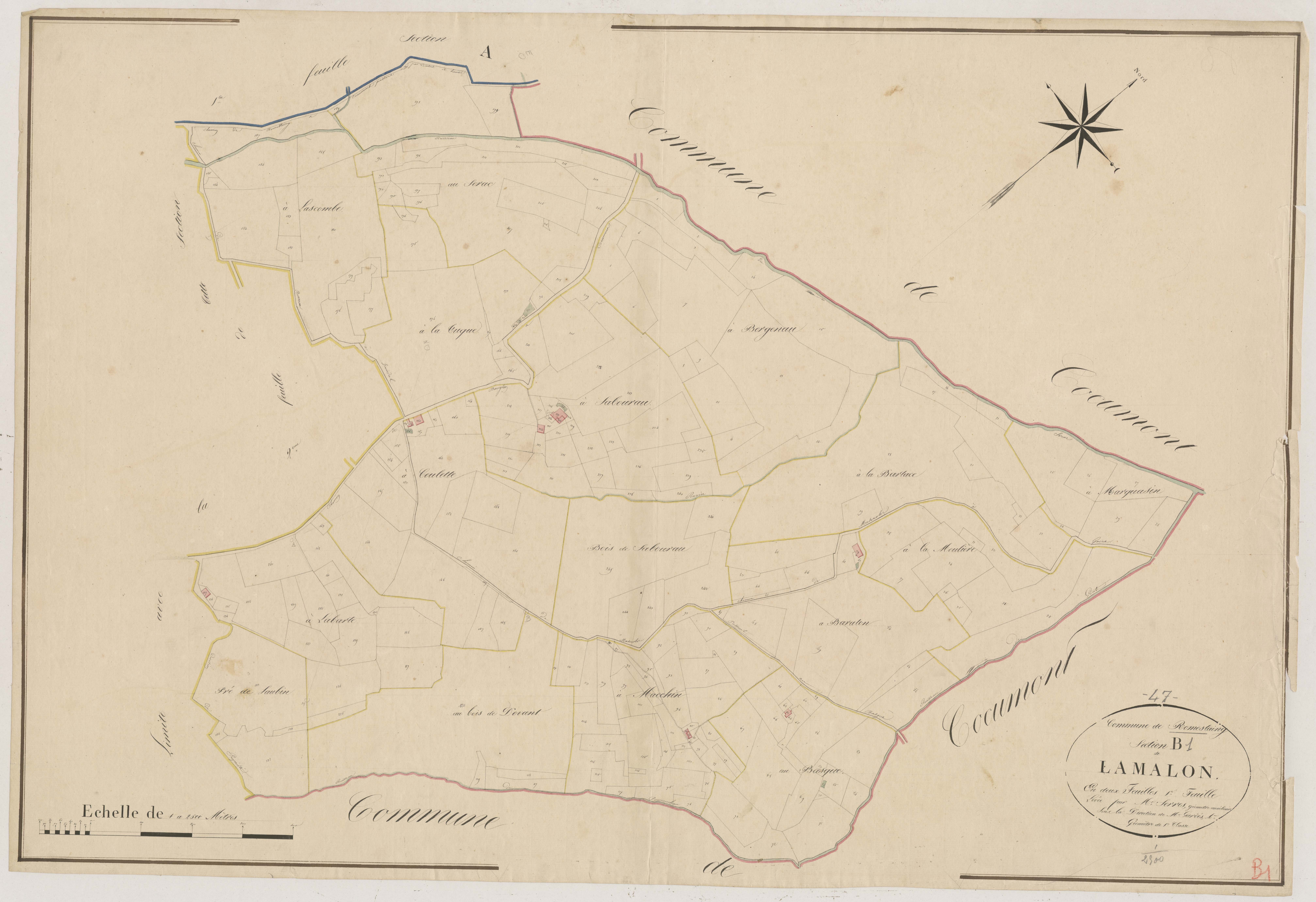 Plan napoléonien, atlas-B1 Lamalon, Romestaing
