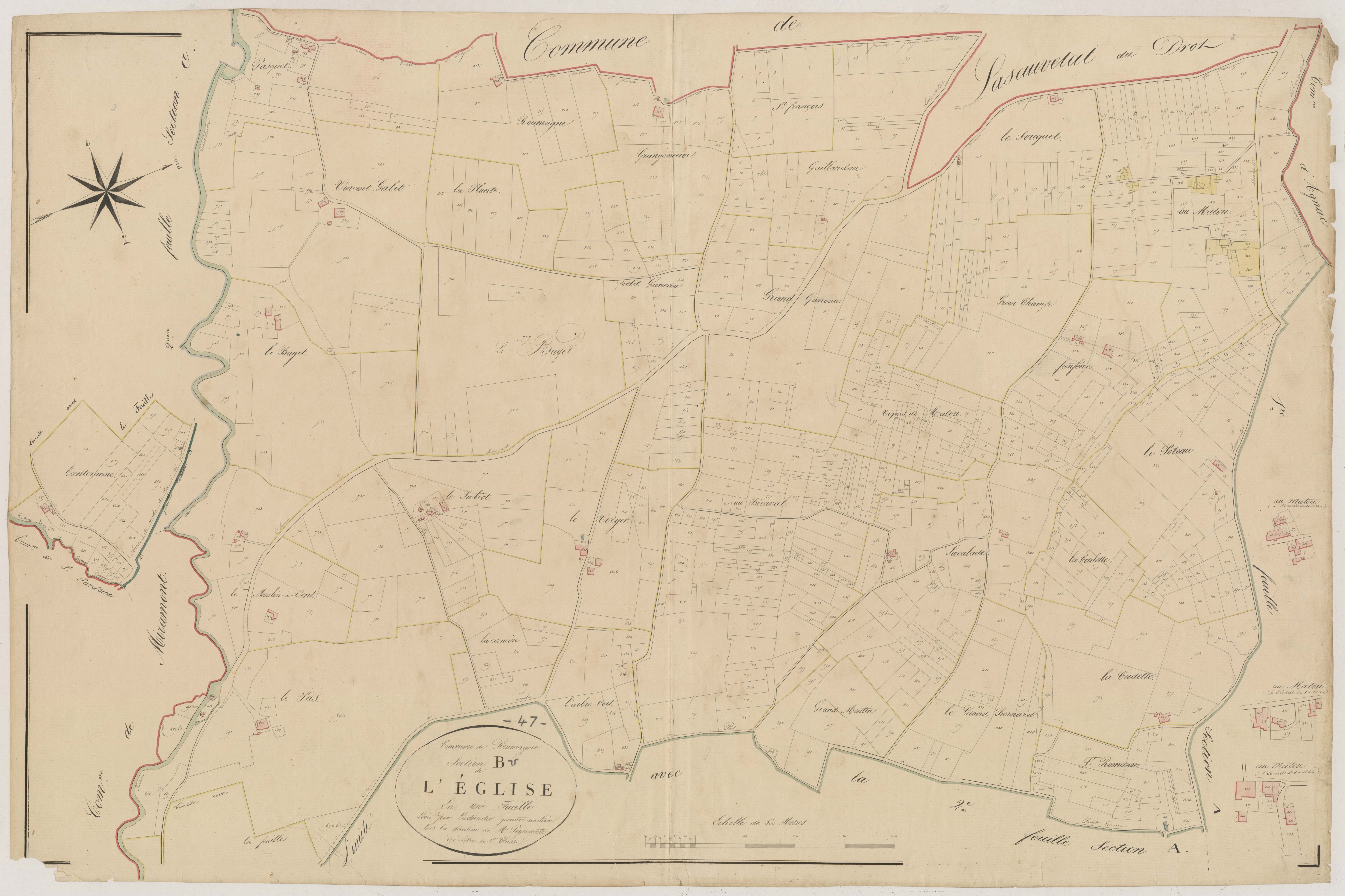 Plan napoléonien, atlas-B L’Eglise, Roumagne