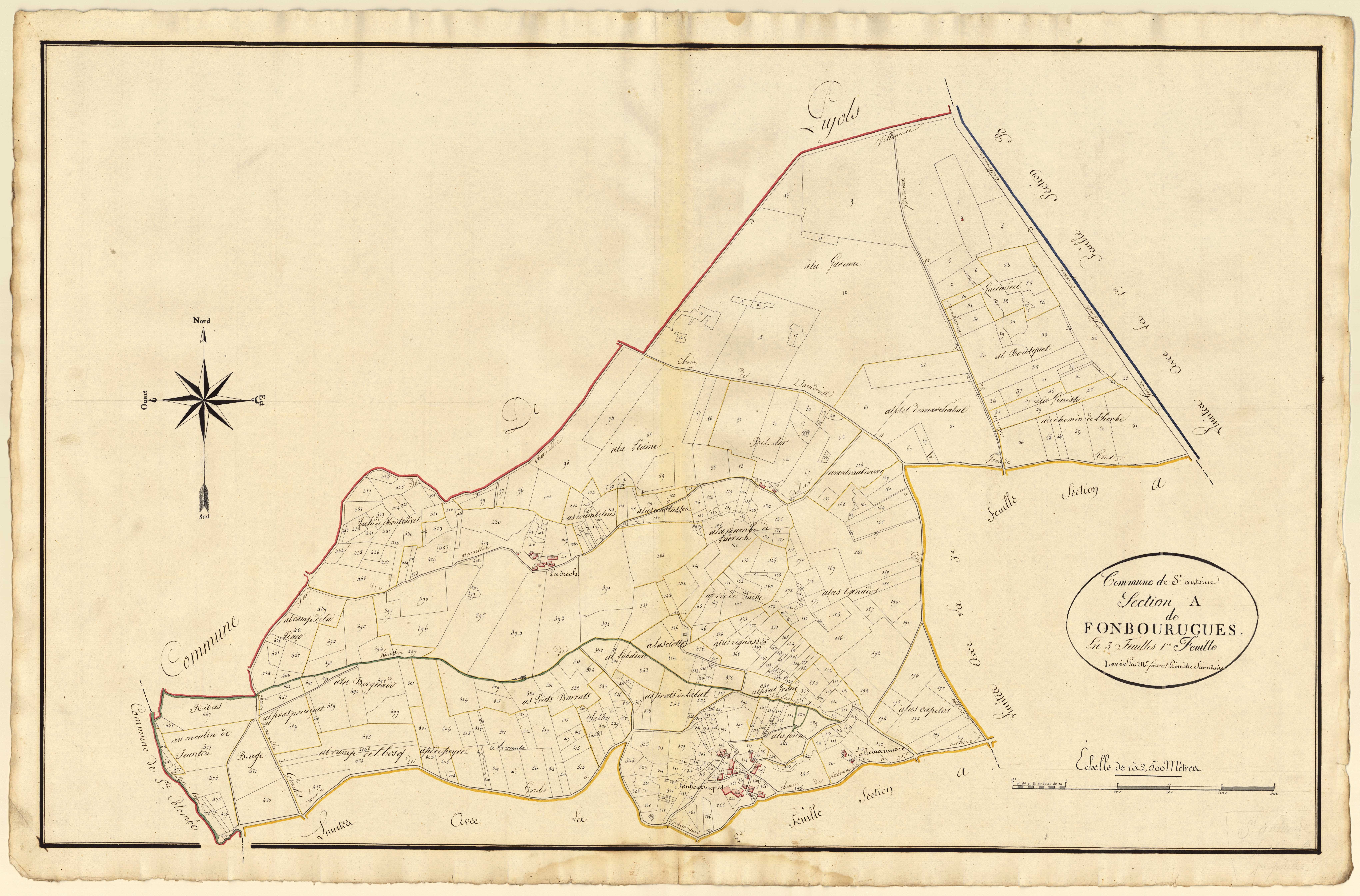 Plan primitif, atlas-A1 Fonbourugues, Saint-Antoine-de-Ficalba
