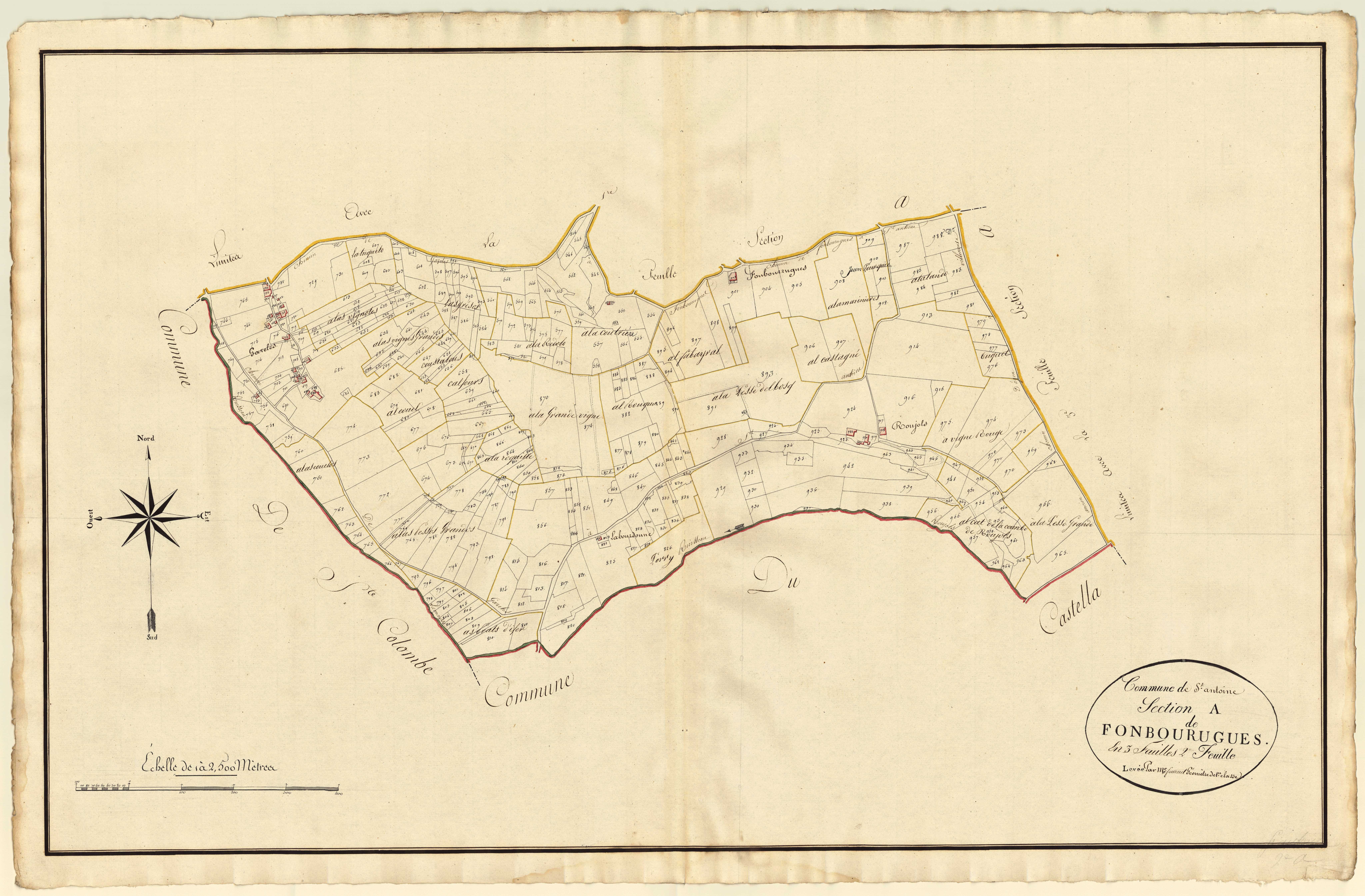 Plan primitif, atlas-A2 Fonbourugues, Saint-Antoine-de-Ficalba