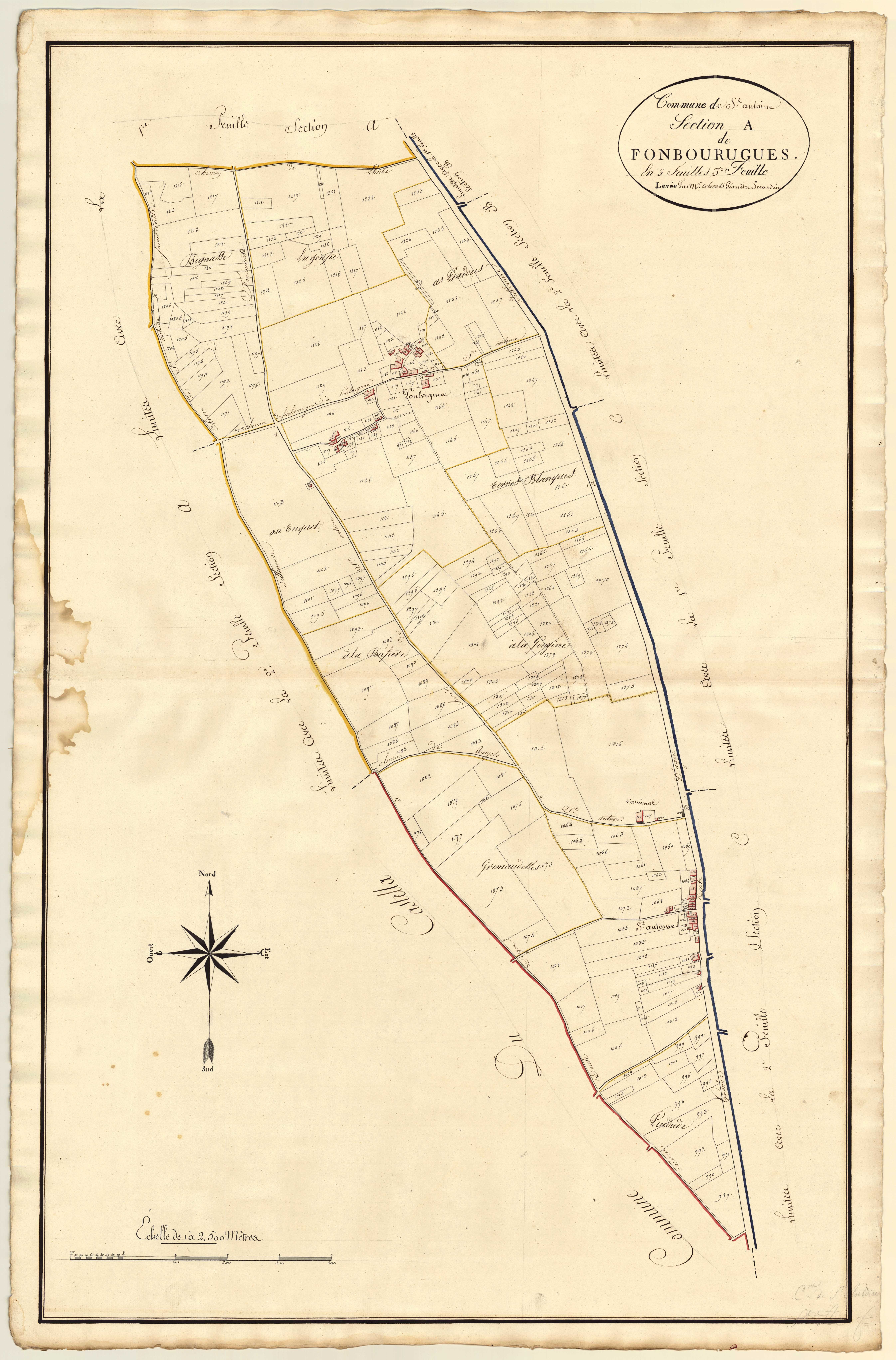 Plan primitif, atlas-A3 Fonbourgues, Saint-Antoine-de-Ficalba