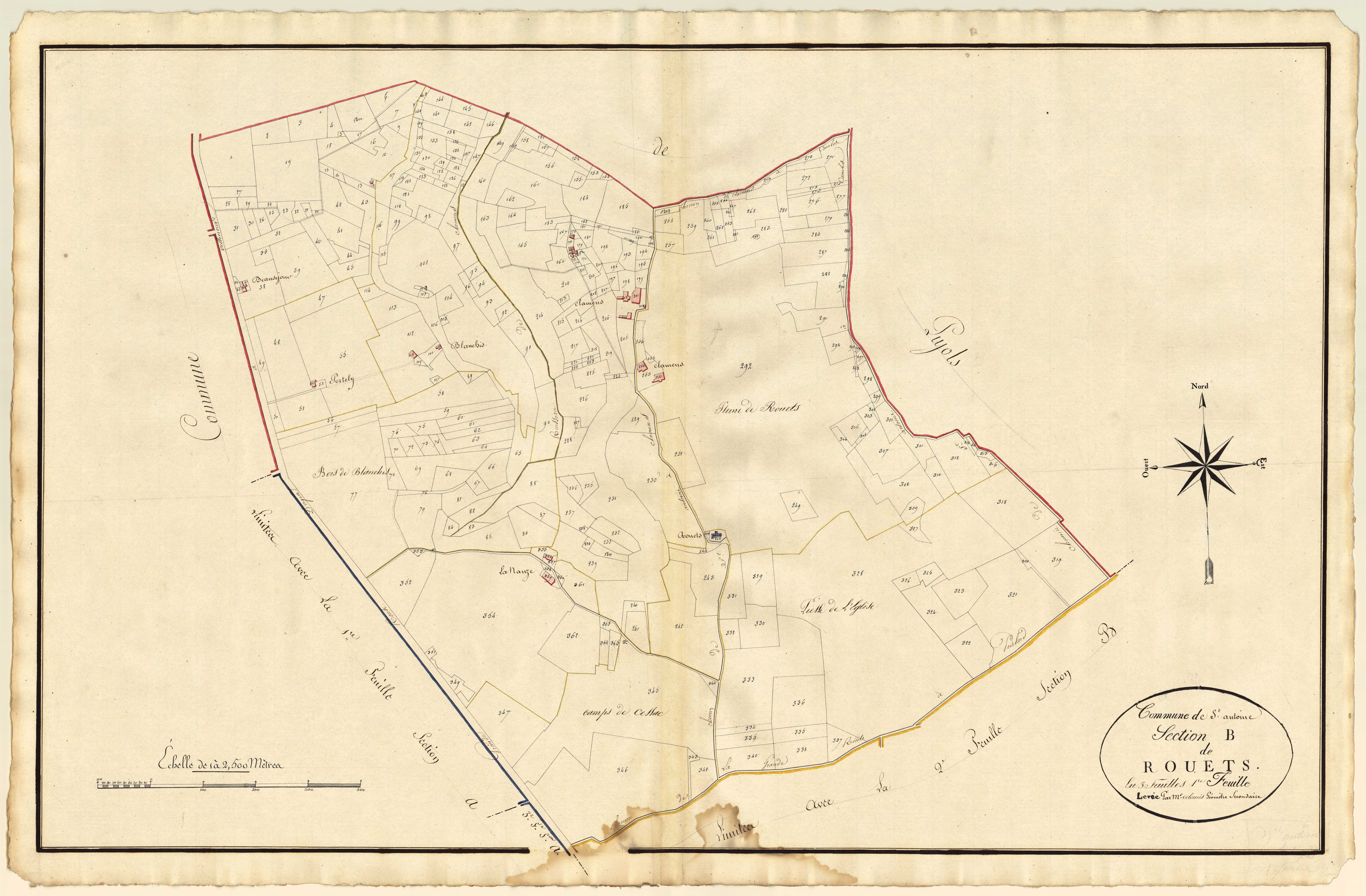 Plan primitif, atlas-B1 Rouets, Saint-Antoine-de-Ficalba