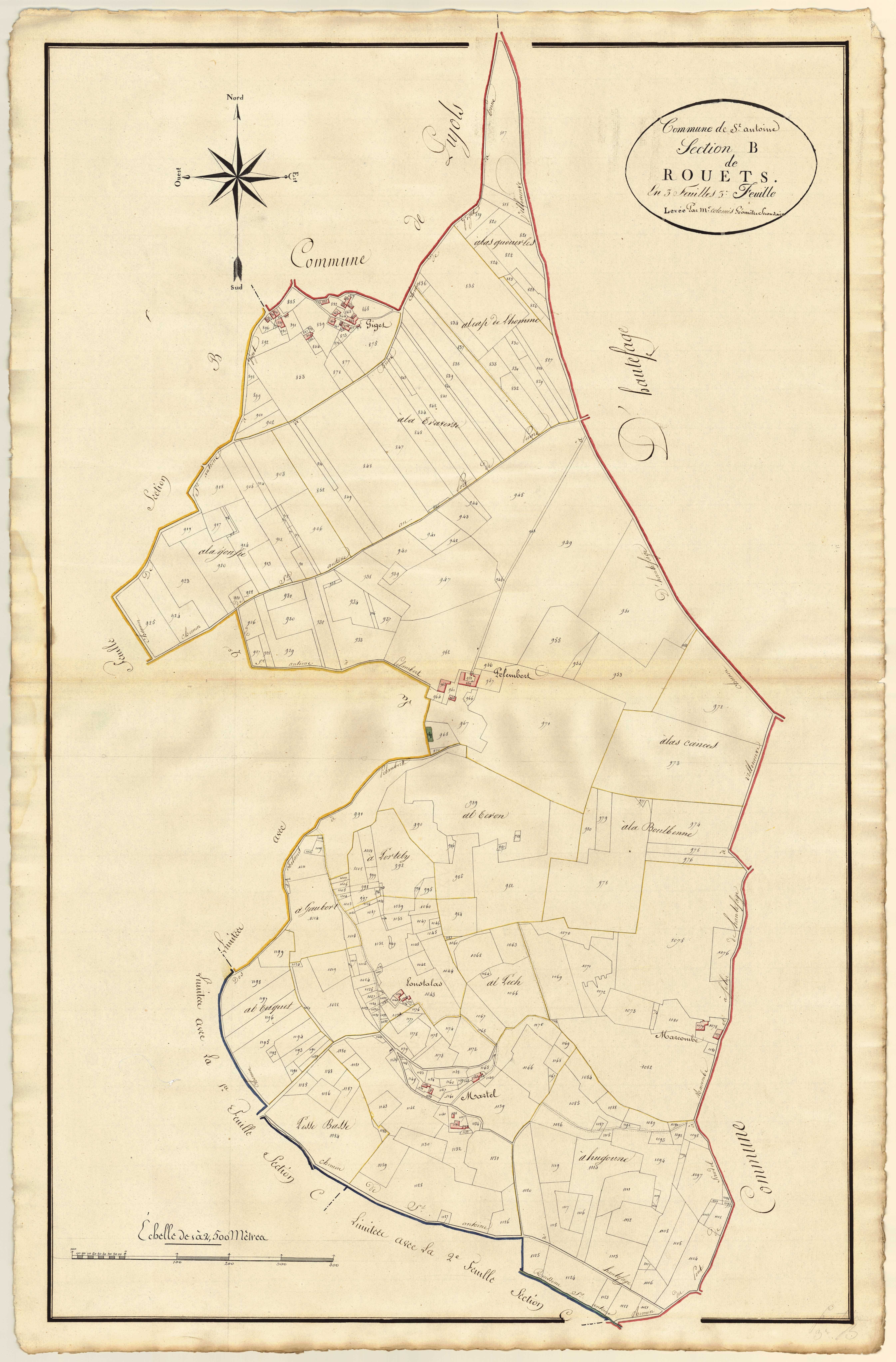 Plan primitif, atlas-B3 Rouets, Saint-Antoine-de-Ficalba