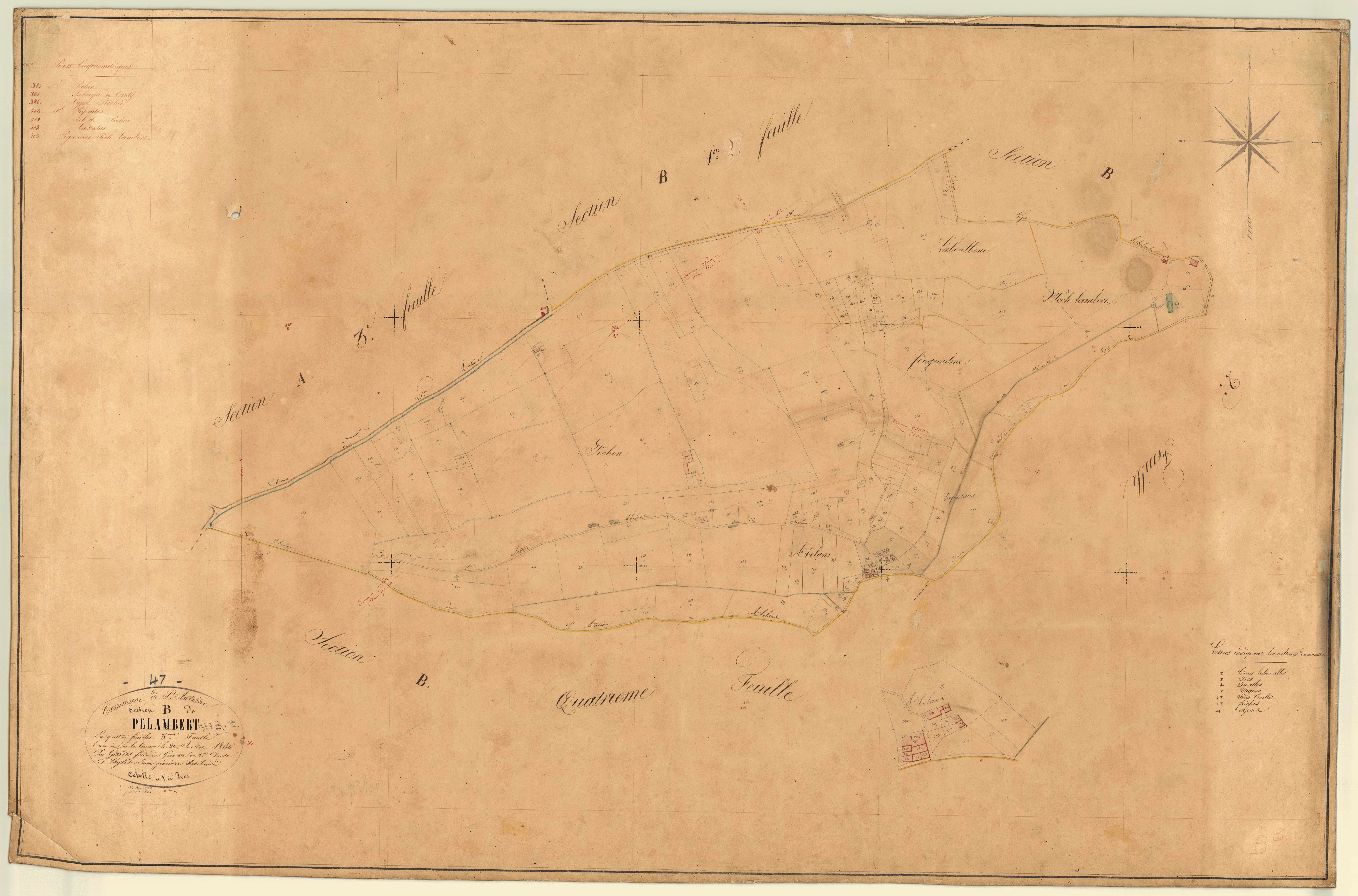 Plan napoléonien, feuille préparatoire-B3 Pelambert, Saint-Antoine-de-Ficalba