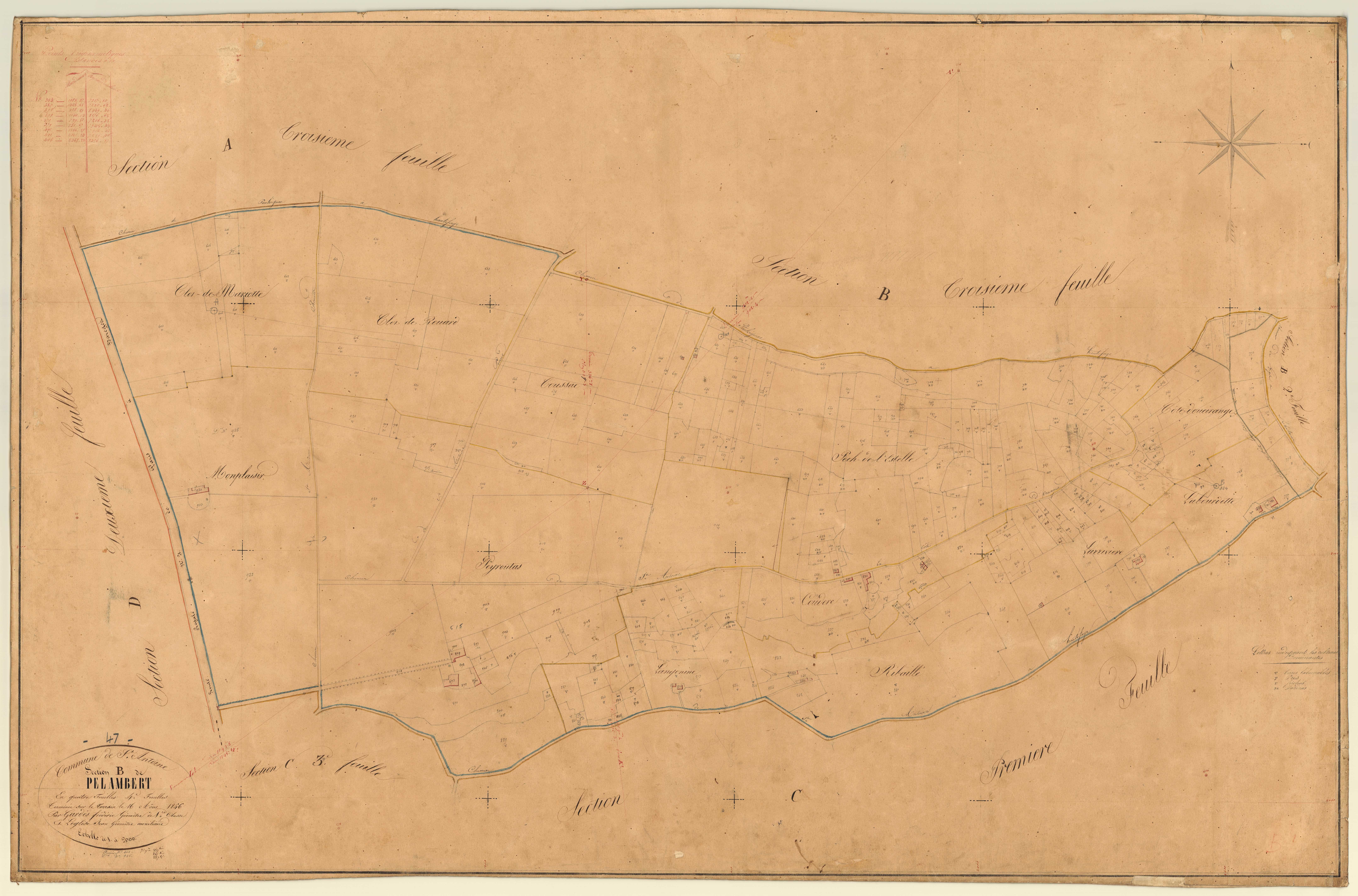 Plan napoléonien, feuille préparatoire-B4 Pelambert, Saint-Antoine-de-Ficalba