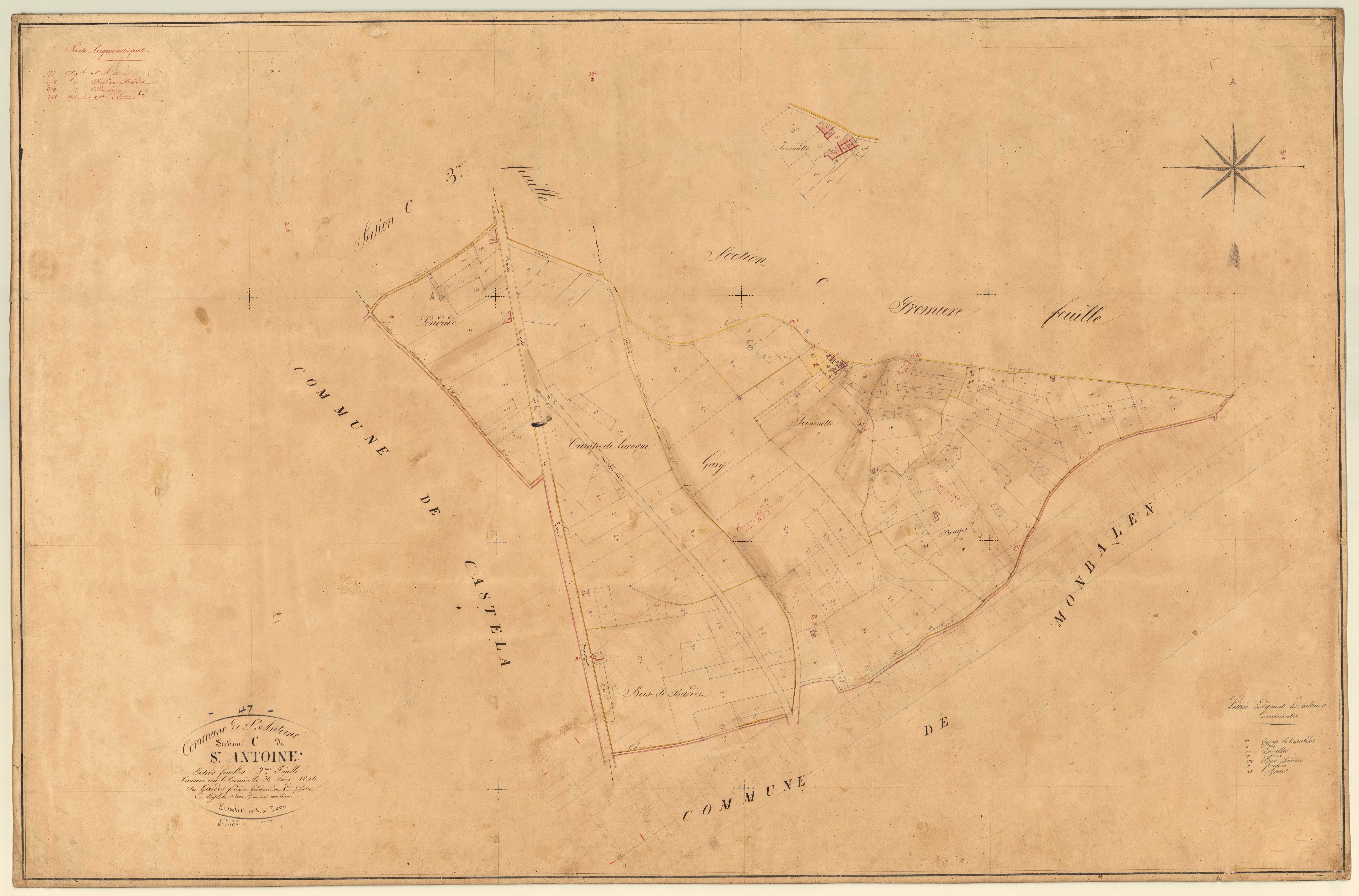 Plan napoléonien, feuille préparatoire-C2 Saint-Antoine, Saint-Antoine-de-Ficalba