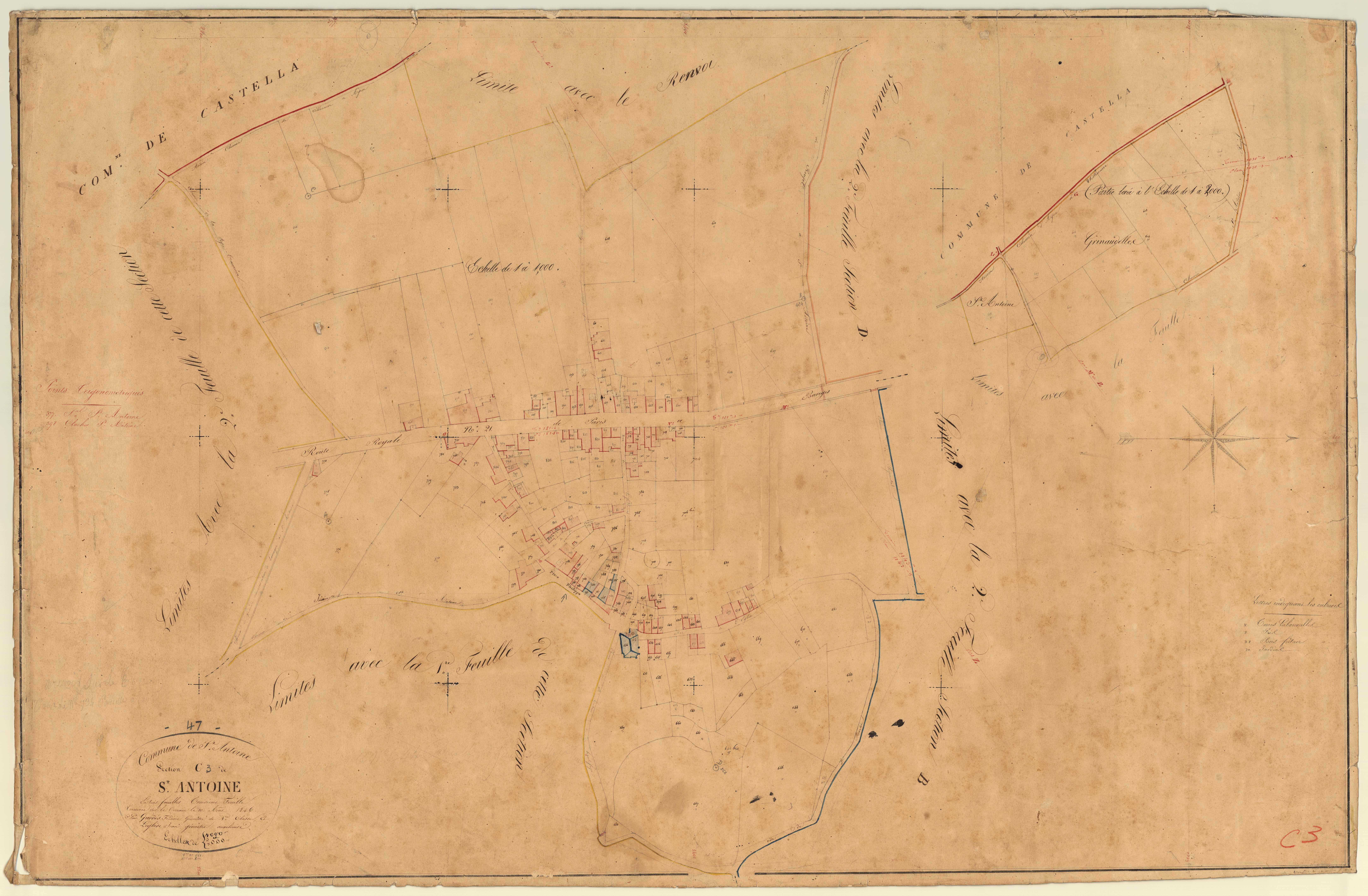 Plan napoléonien, feuille préparatoire-C3 Saint-Antoine, Saint-Antoine-de-Ficalba