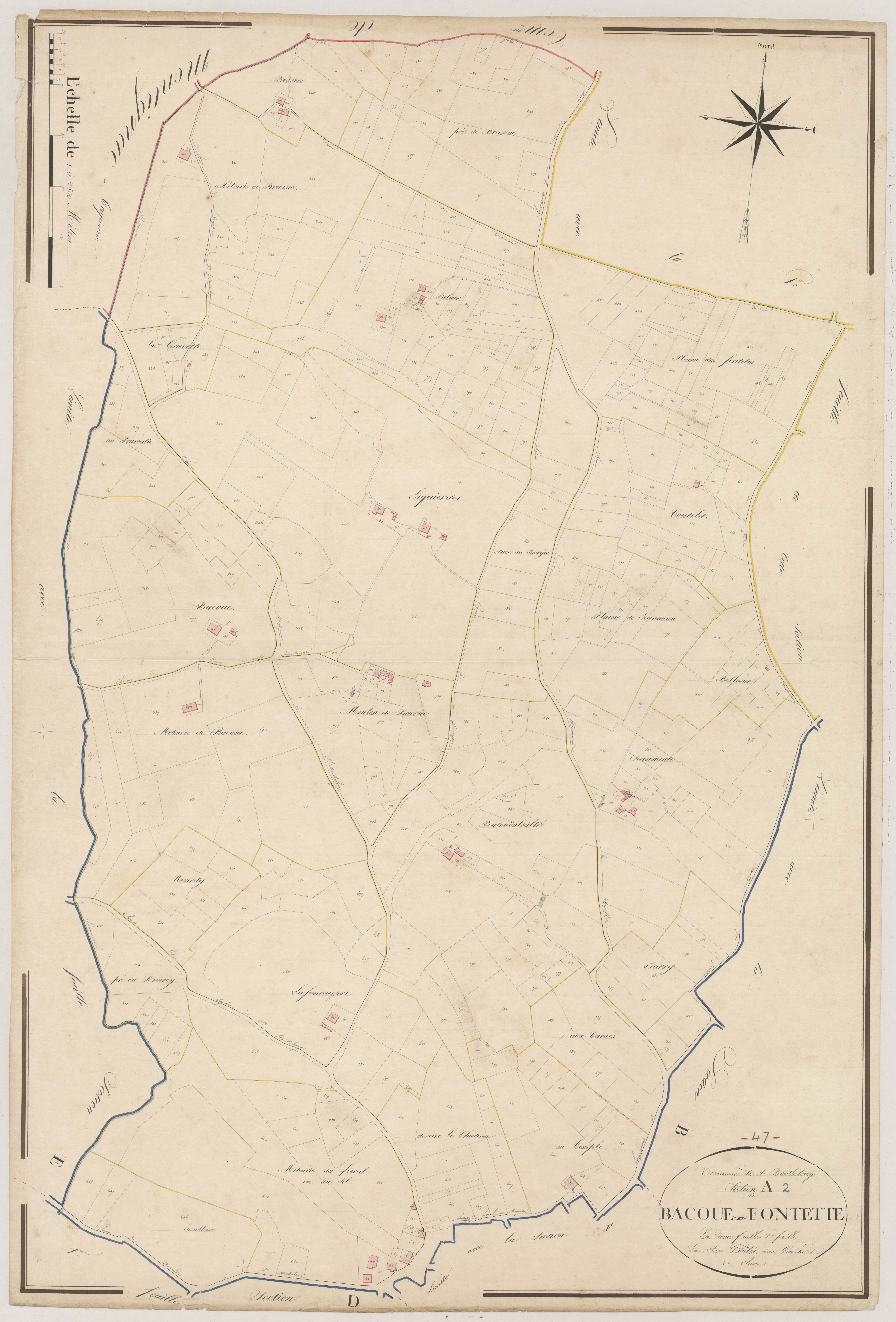 Plan napoléonien, atlas-A2 Bacoue et Fontête, Saint-Barthélemy-d’Agenais