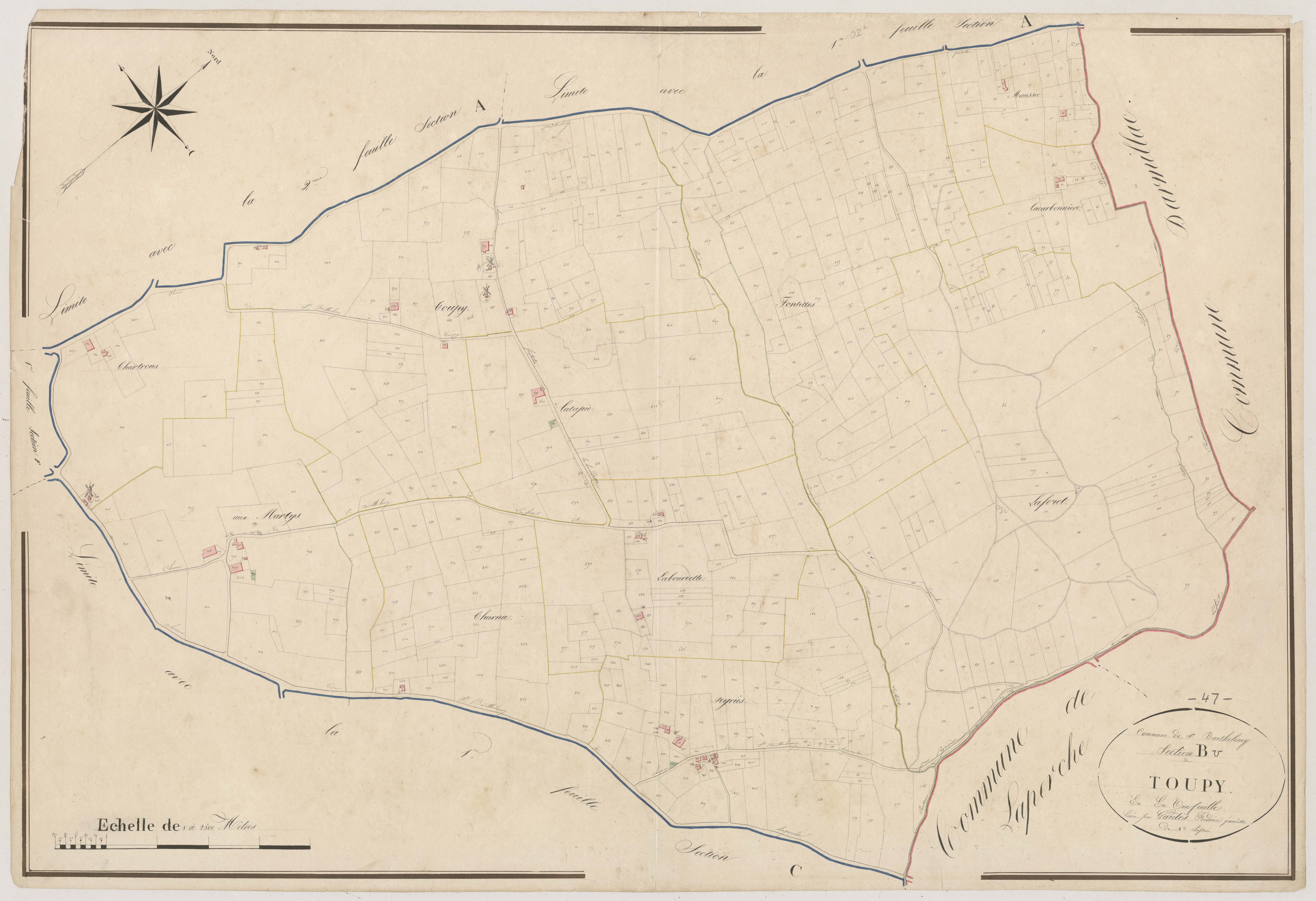 Plan napoléonien, atlas-B Toupy, Saint-Barthélemy-d’Agenais