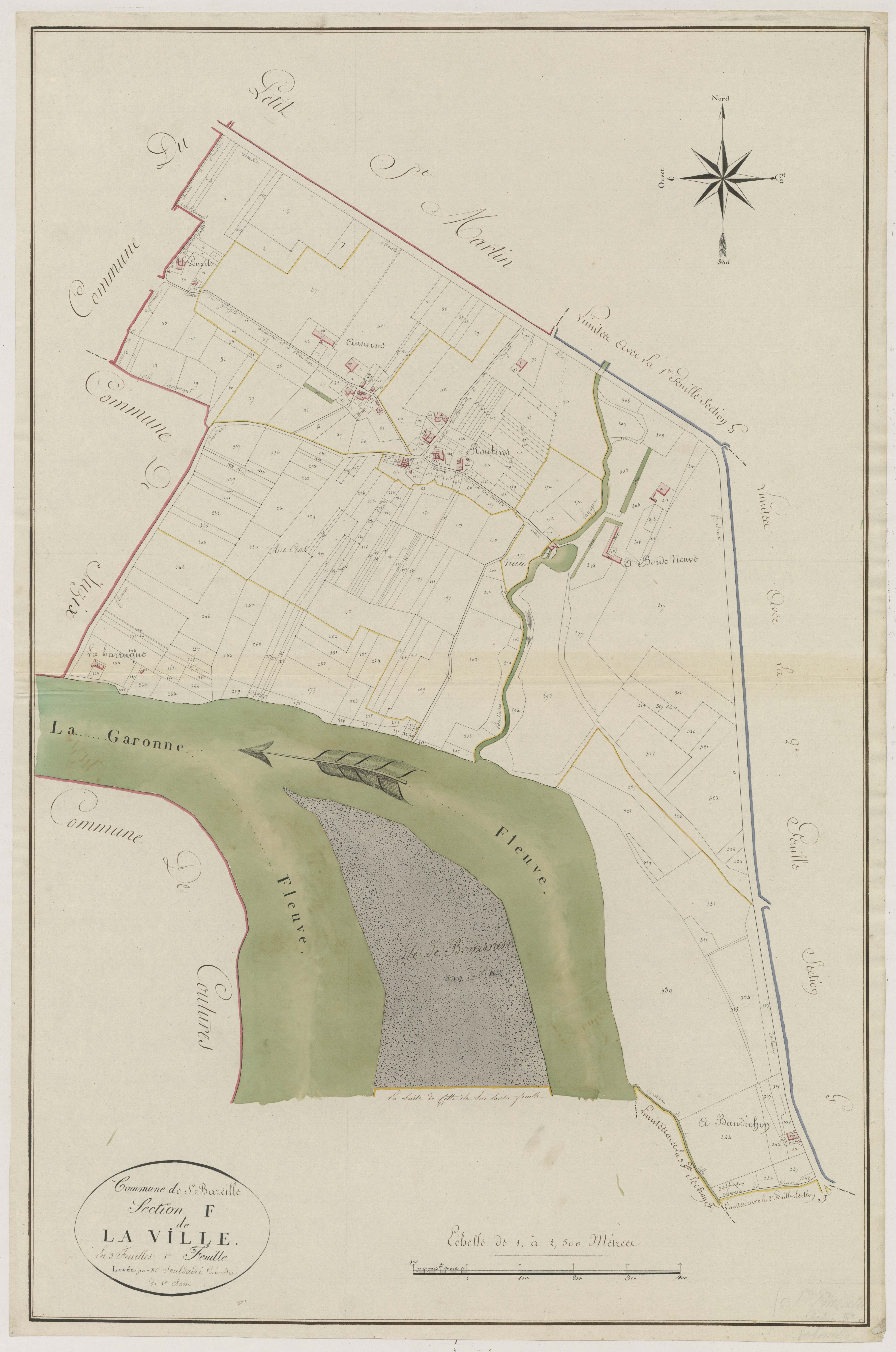 Plan primitif, atlas-F1 La Ville, Sainte-Bazeille