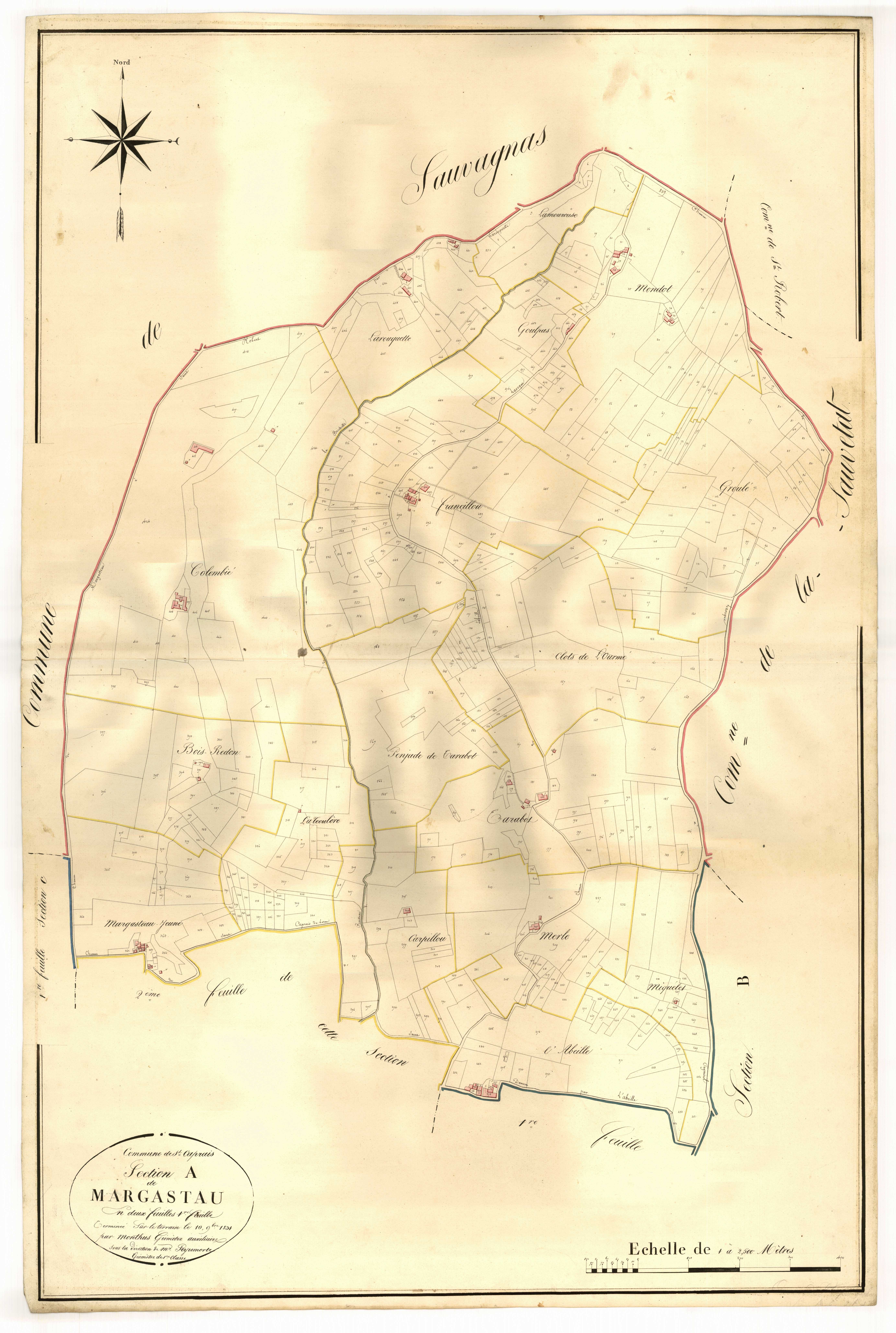 Plan napoléonien, atlas-A1 Margastau, Saint-Caprais-de-Lerm