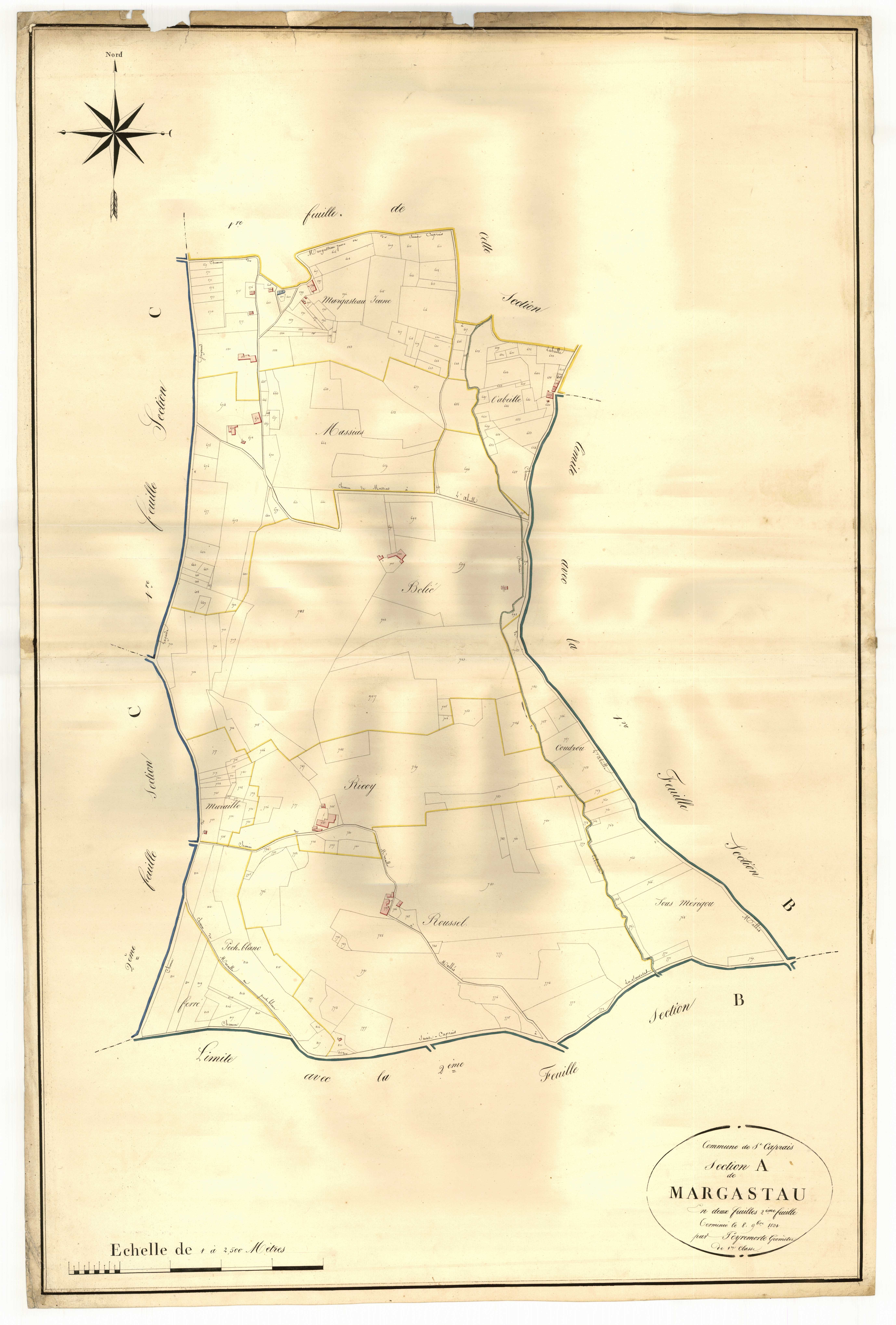 Plan napoléonien, atlas-A2 Margastau, Saint-Caprais-de-Lerm