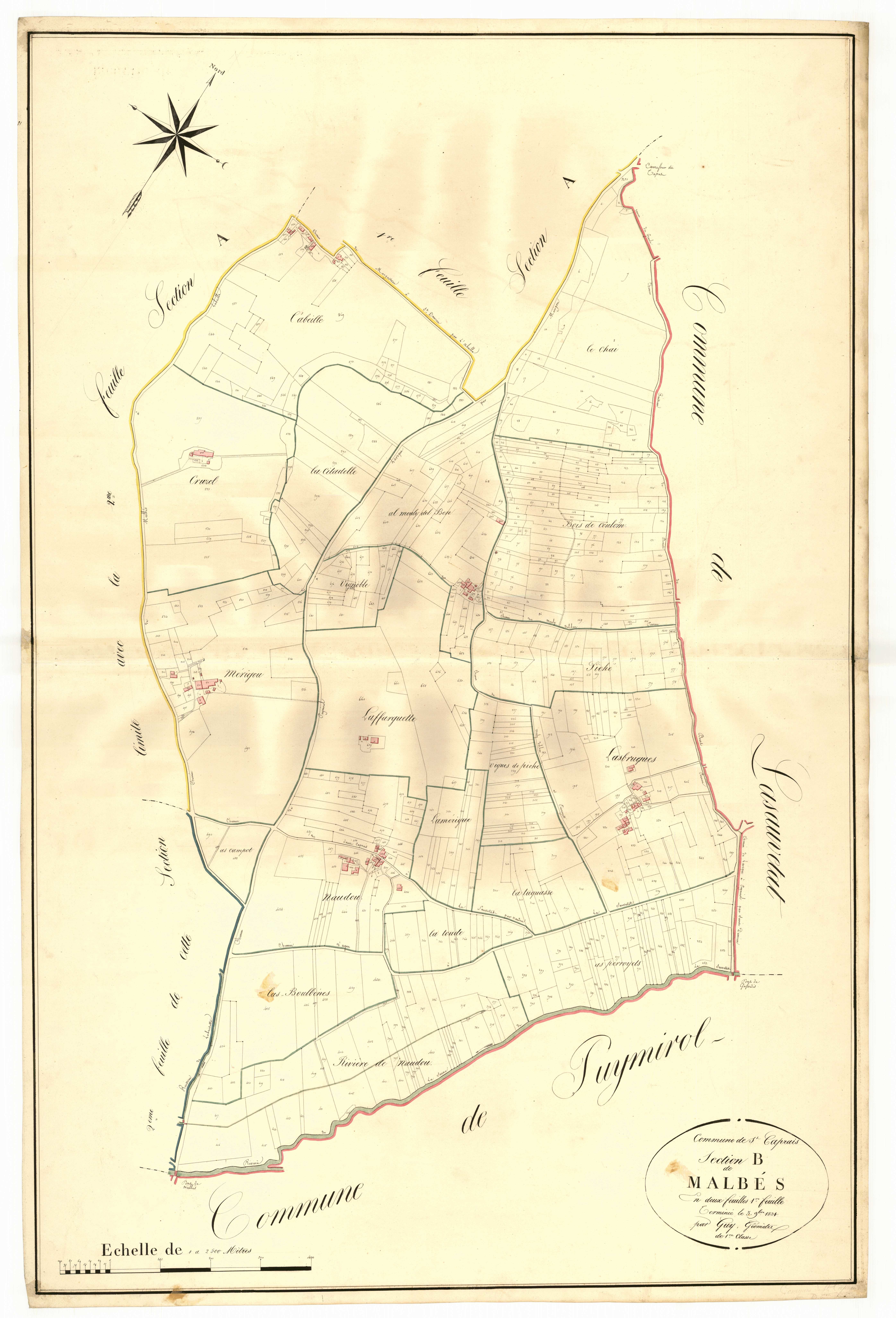 Plan napoléonien, atlas-B1 Malbés, Saint-Caprais-de-Lerm
