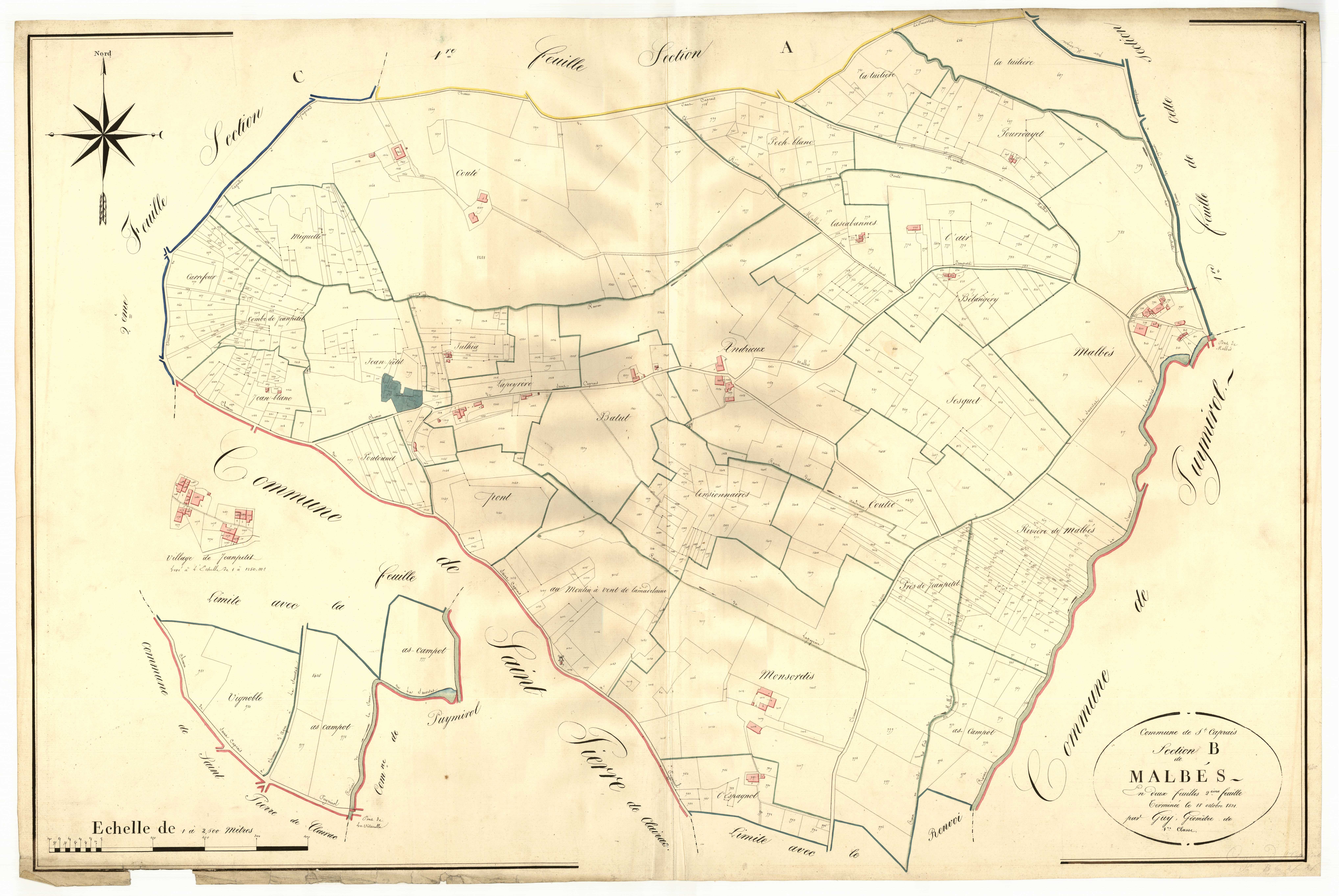 Plan napoléonien, atlas-B2 Malbés, Saint-Caprais-de-Lerm