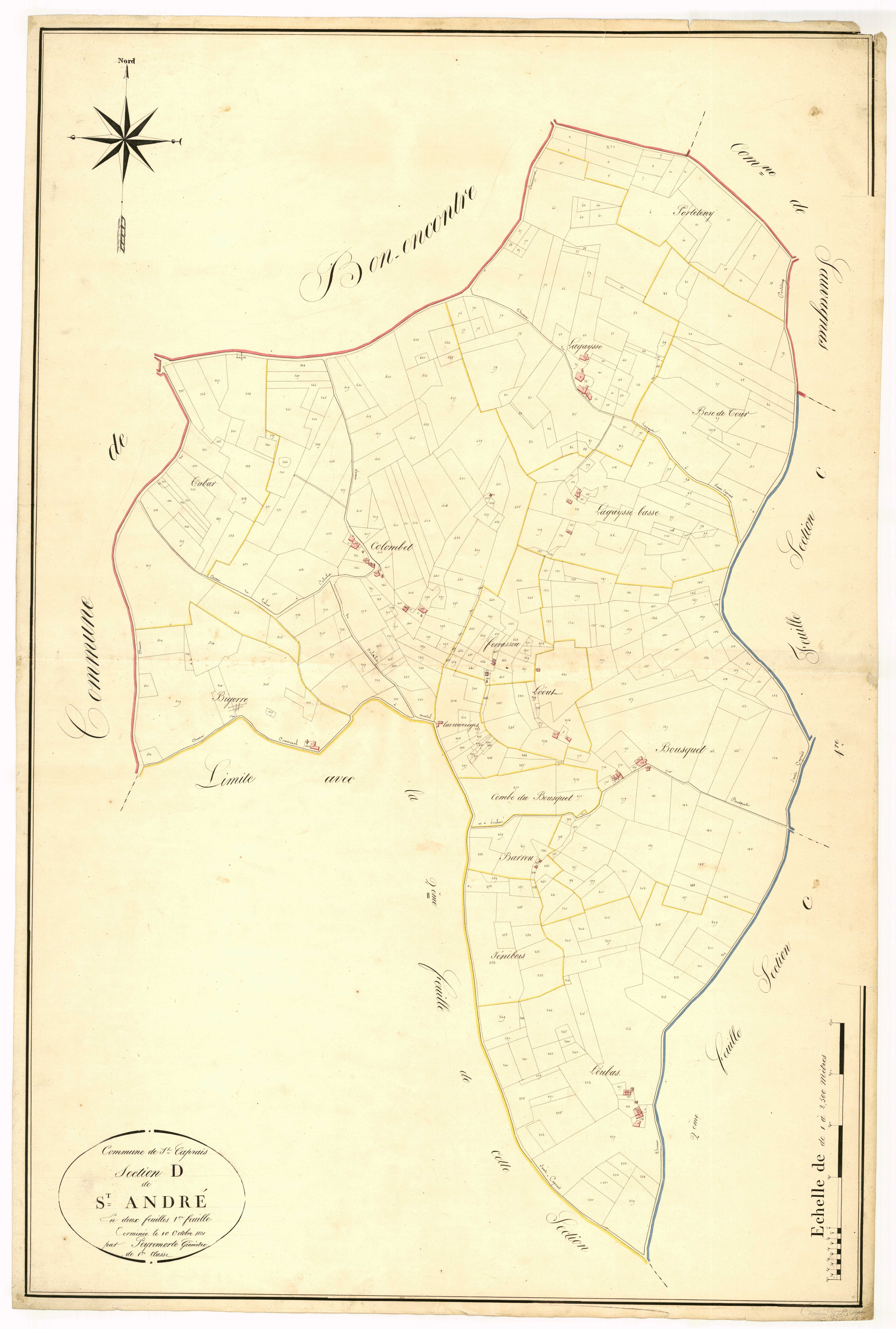 Plan napoléonien, atlas-D1 Saint-André, Saint-Caprais-de-Lerm
