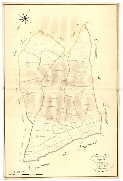 Plan napoléonien, atlas-B1 Malbés, Saint-Caprais-de-Lerm