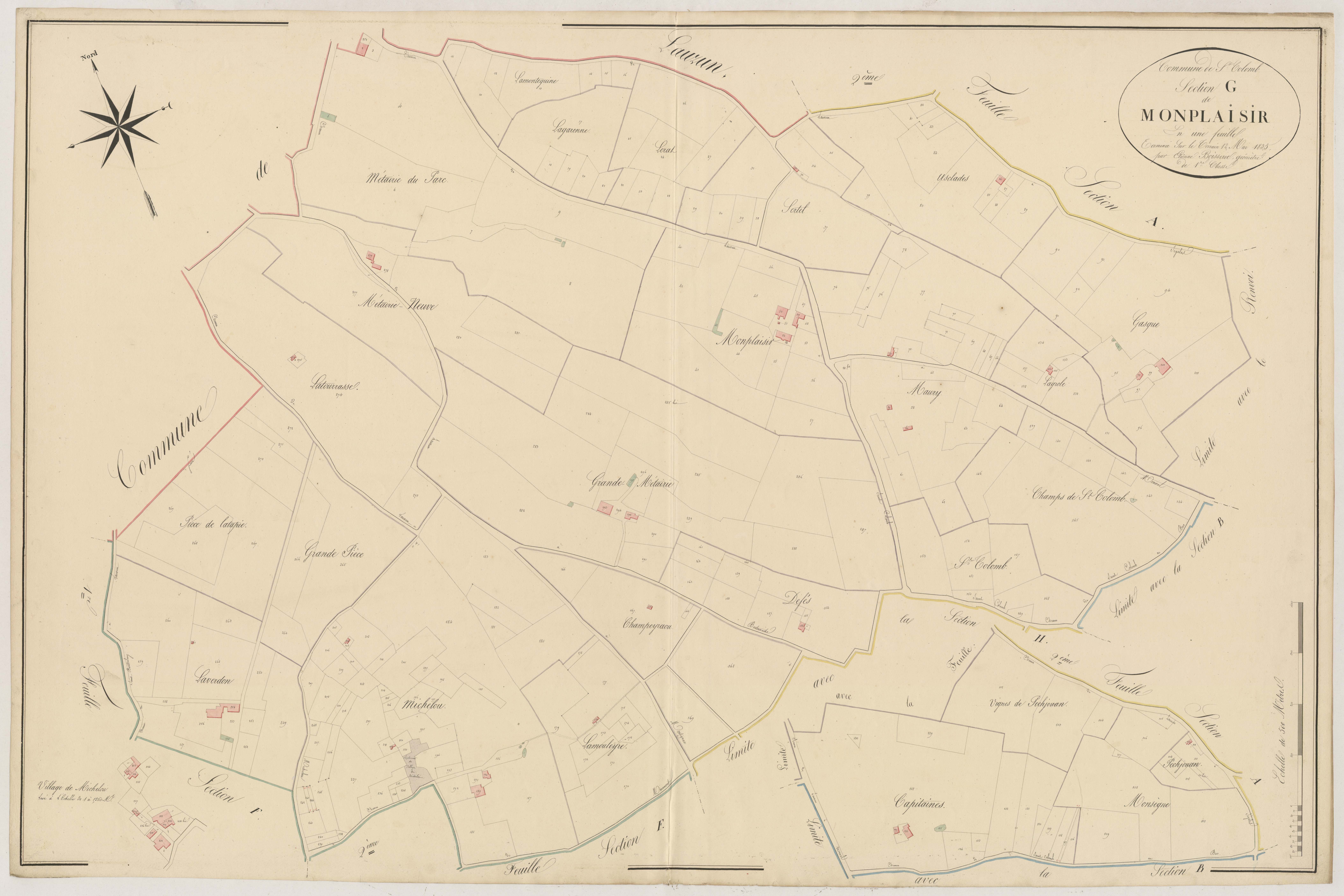 Plan napoléonien, atlas-G Monplaisir, Saint-Colomb-de-Lauzun